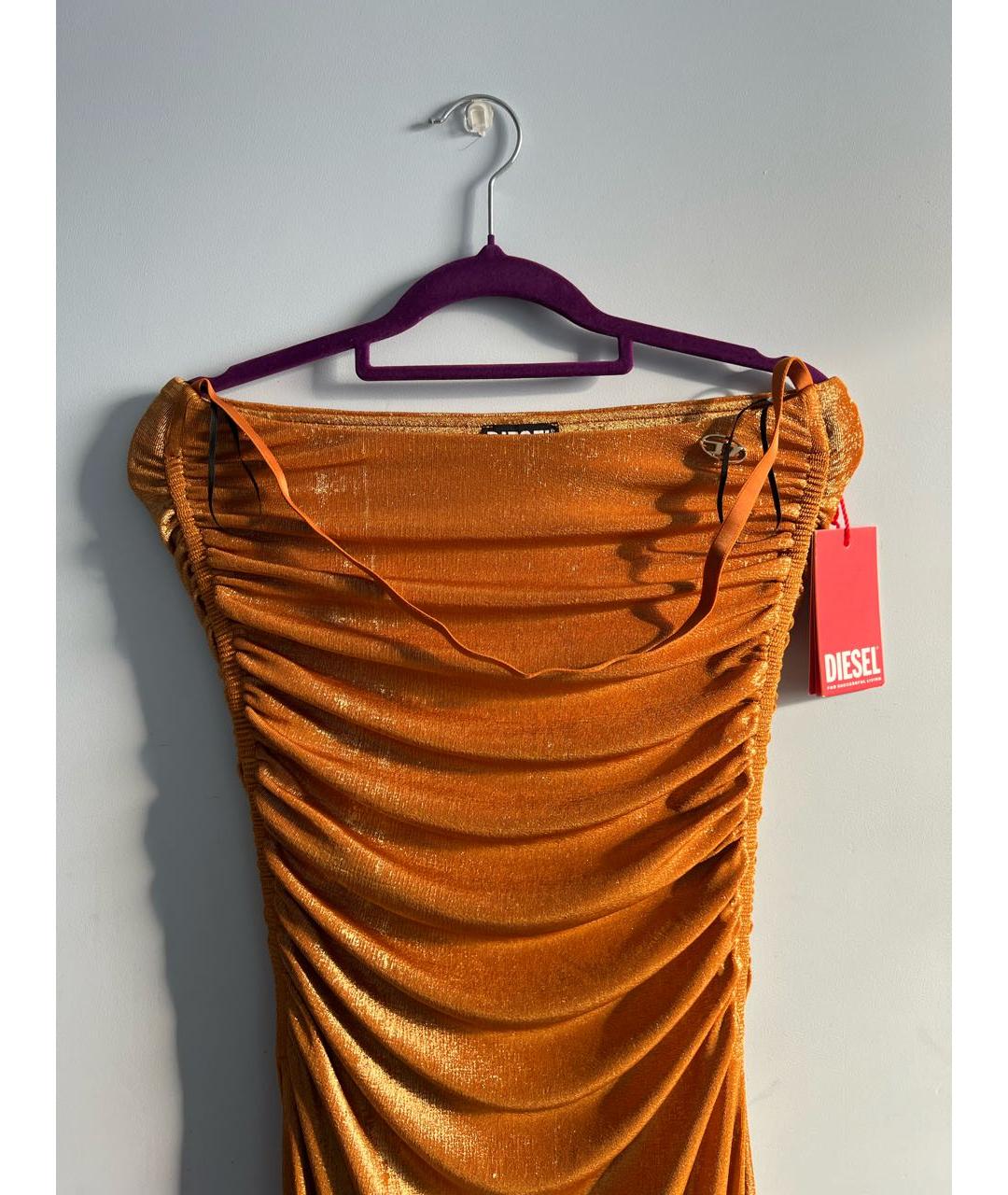 DIESEL Золотое полиэстеровое вечернее платье, фото 2
