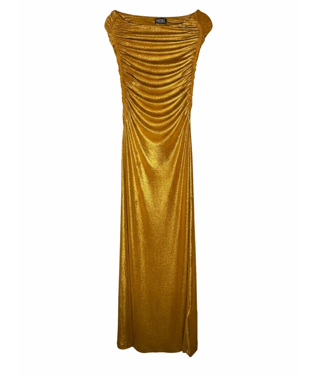 DIESEL Золотое полиэстеровое вечернее платье, фото 1