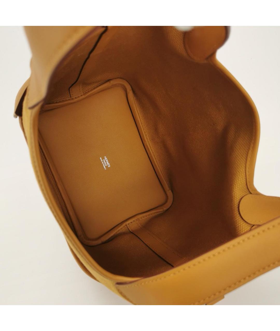 HERMES Горчичная кожаная сумка через плечо, фото 6