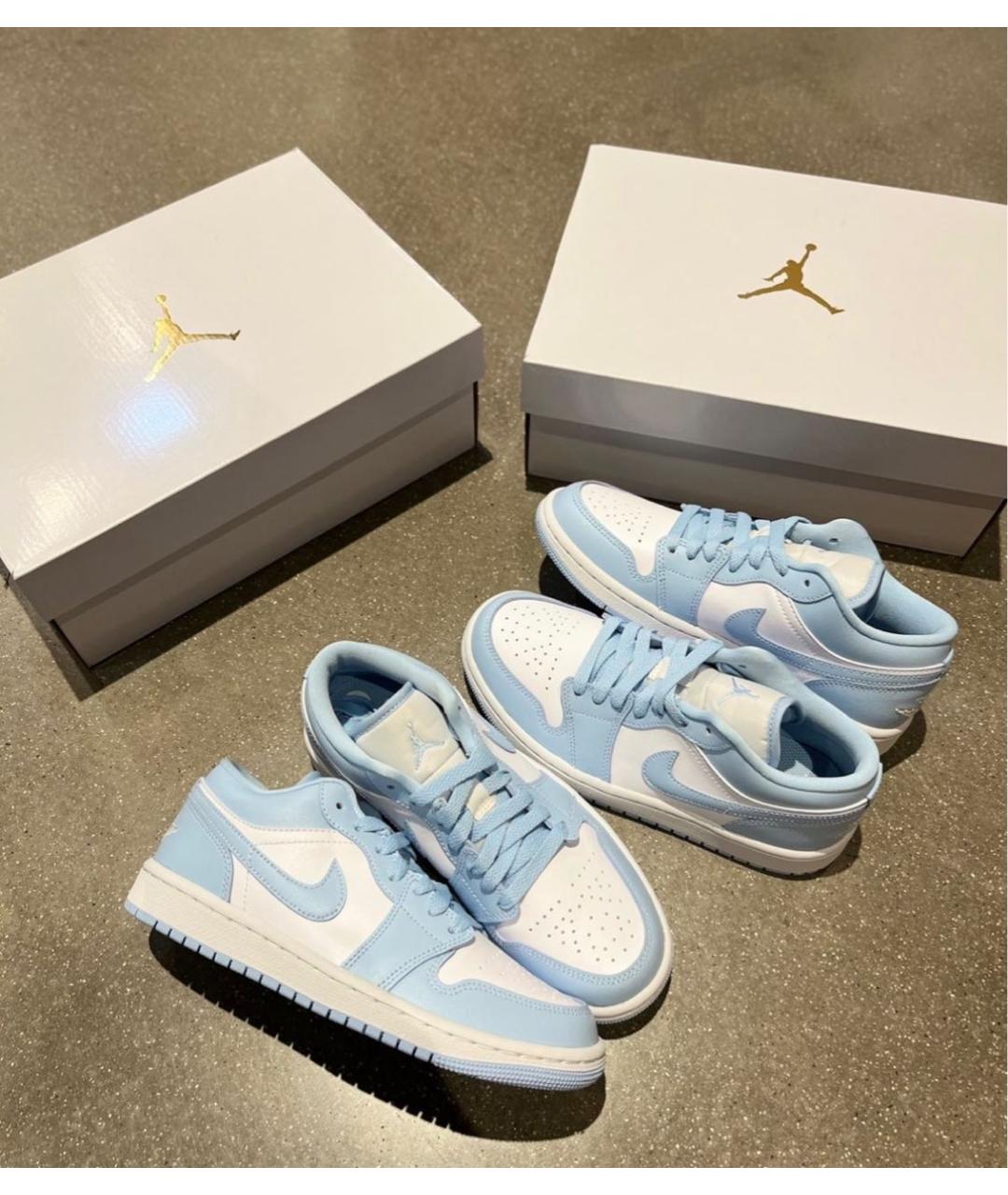 JORDAN Голубые кожаные кроссовки, фото 2