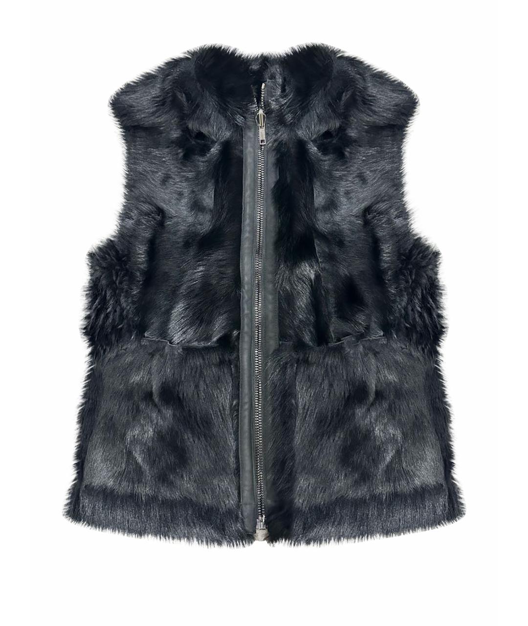 BIKKEMBERGS Черный меховой жилет, фото 1