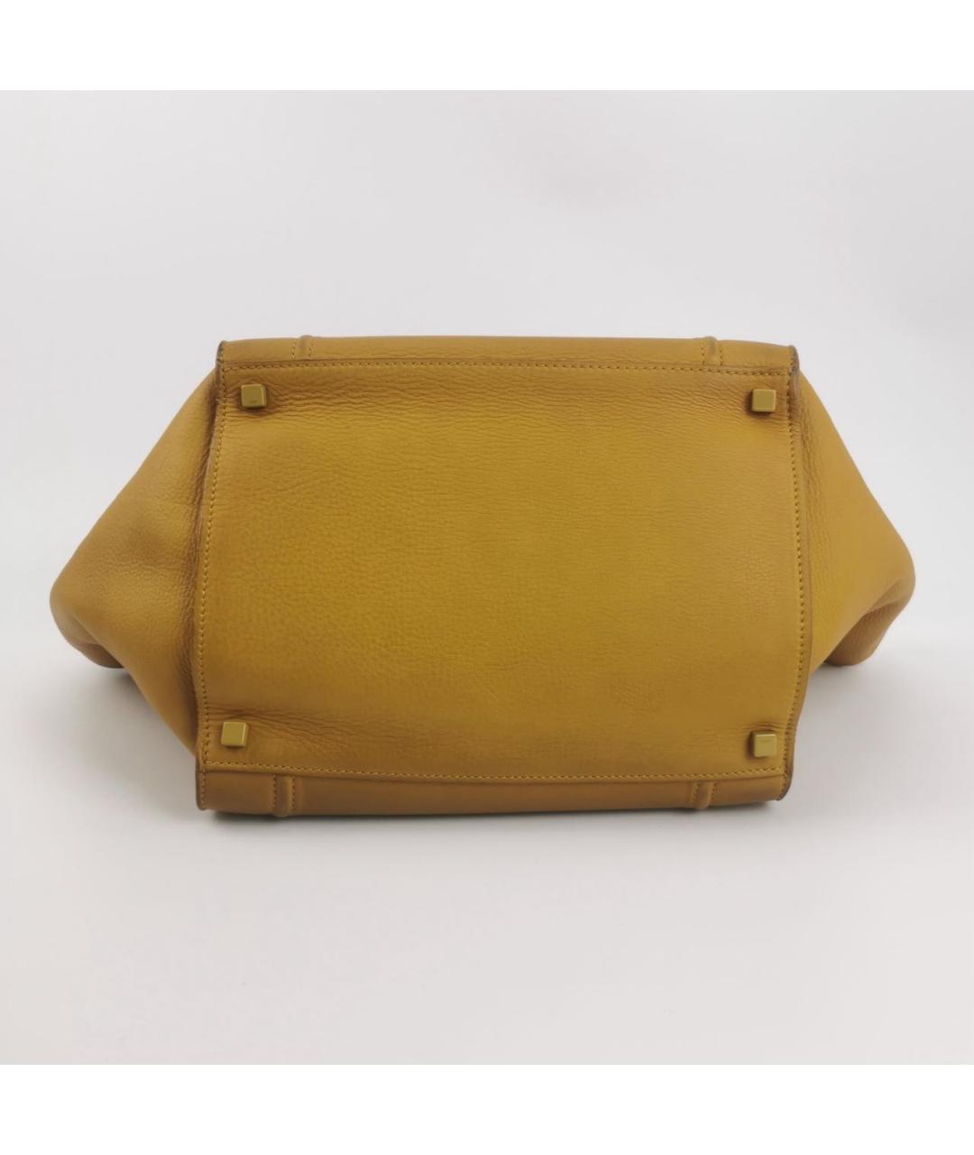 CELINE Горчичная кожаная сумка тоут, фото 6