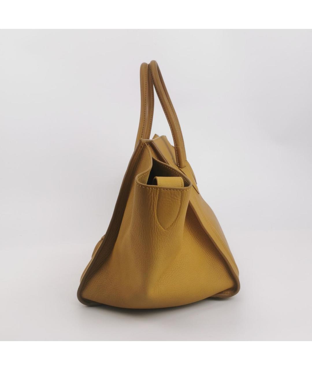 CELINE Горчичная кожаная сумка тоут, фото 2