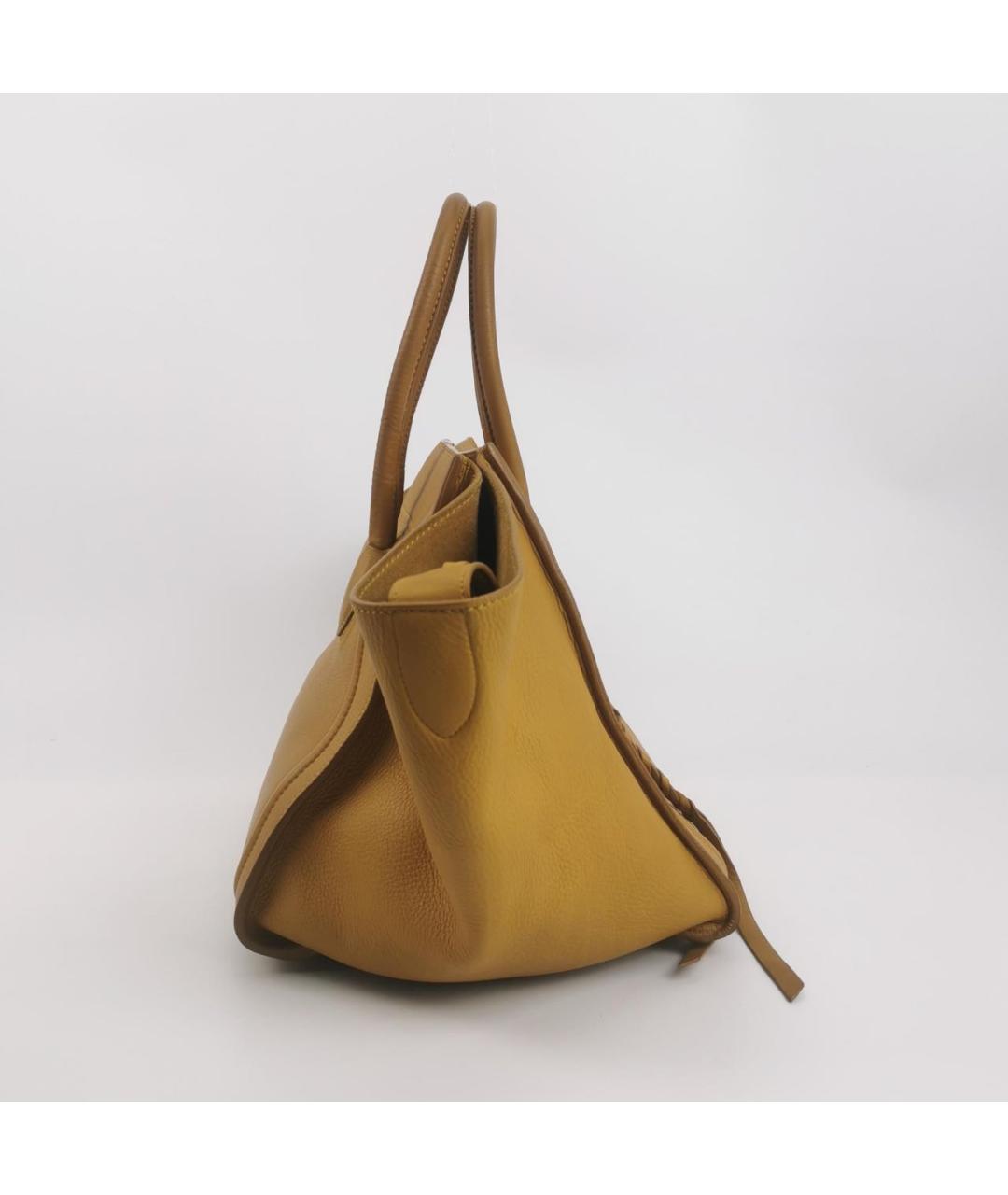 CELINE Горчичная кожаная сумка тоут, фото 7