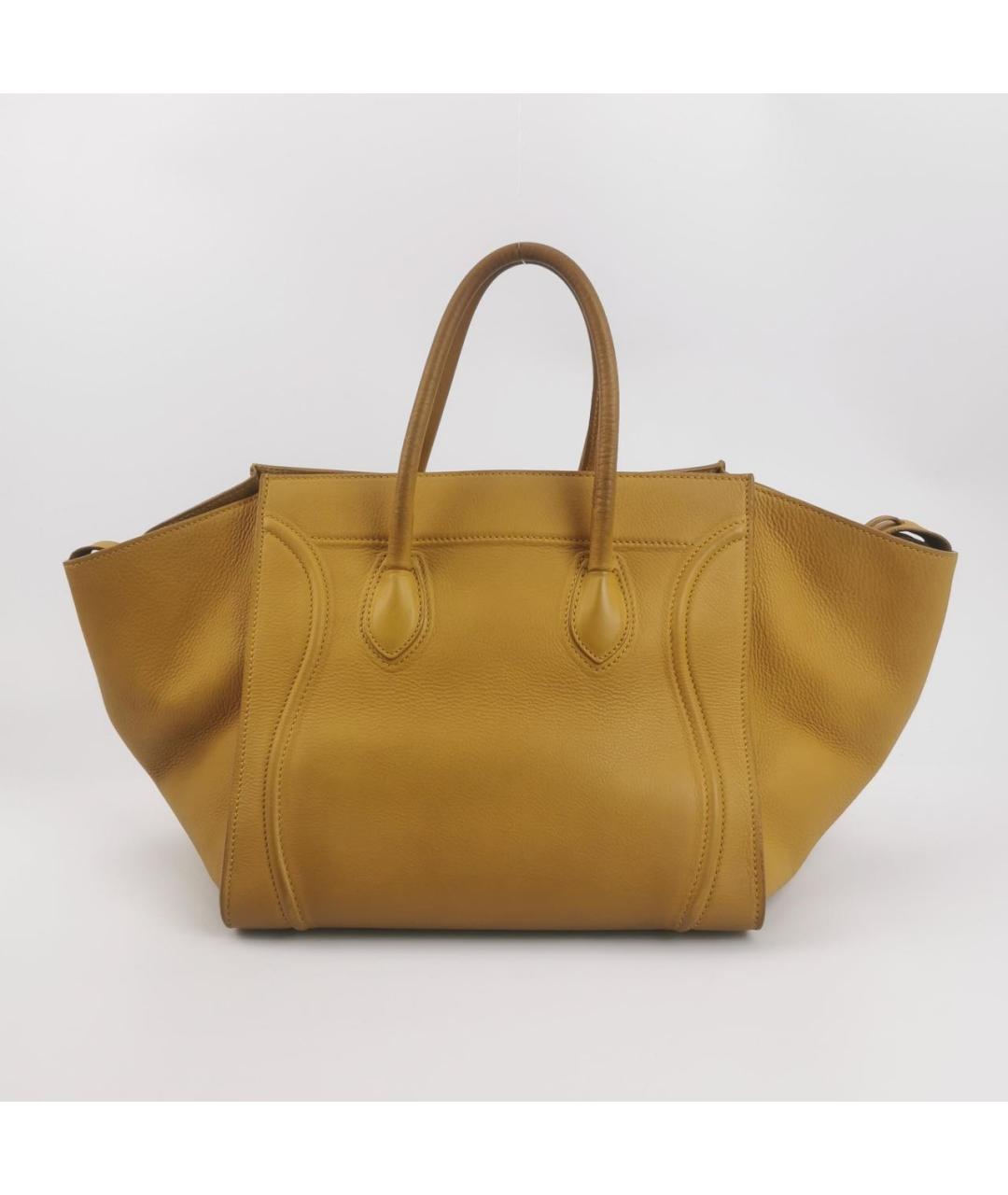 CELINE Горчичная кожаная сумка тоут, фото 3