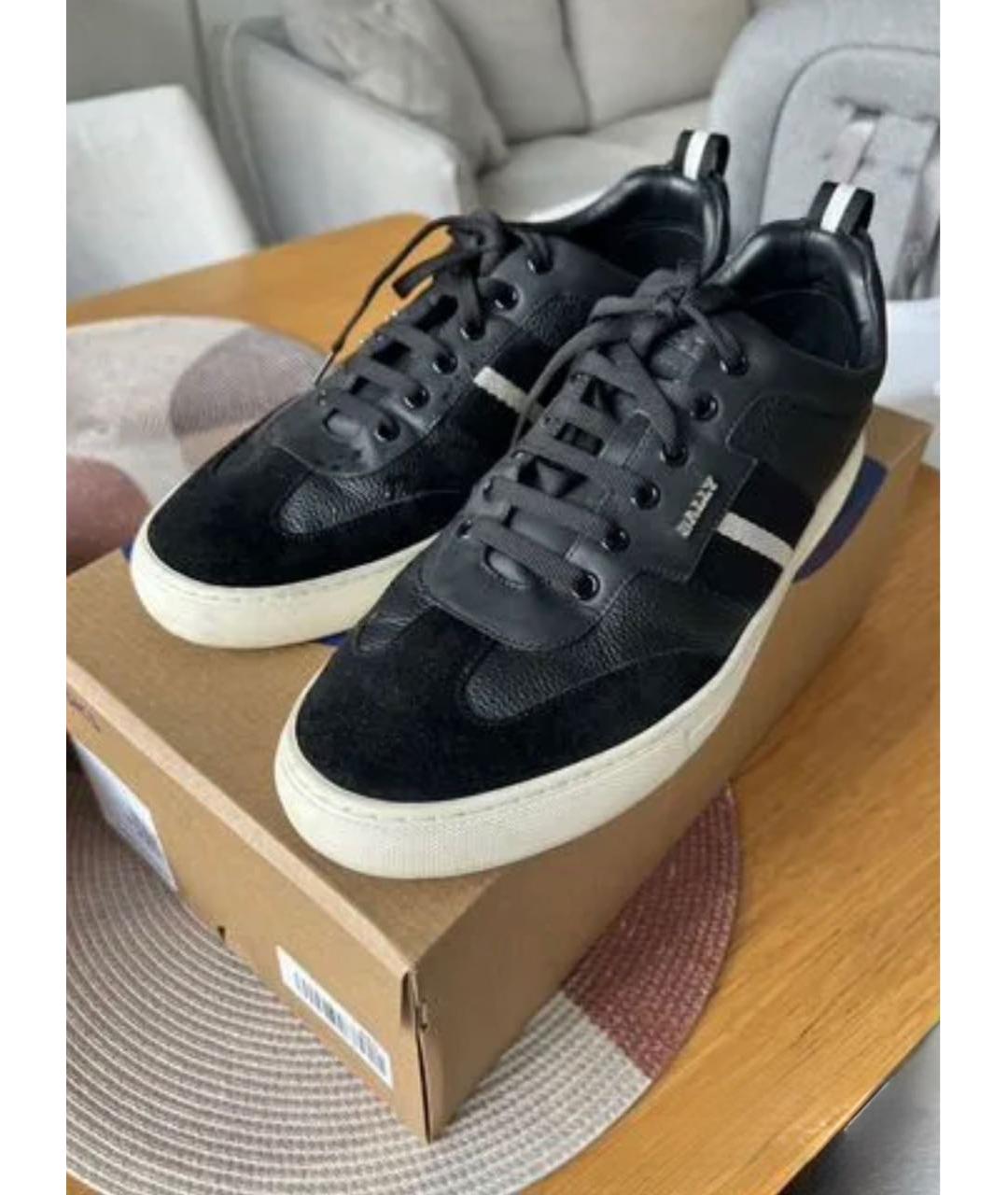 BALLY Черные кожаные низкие кроссовки / кеды, фото 2