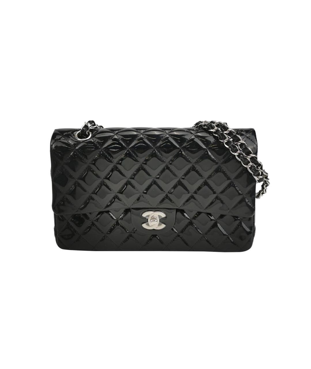 CHANEL Черная сумка через плечо из лакированной кожи, фото 9