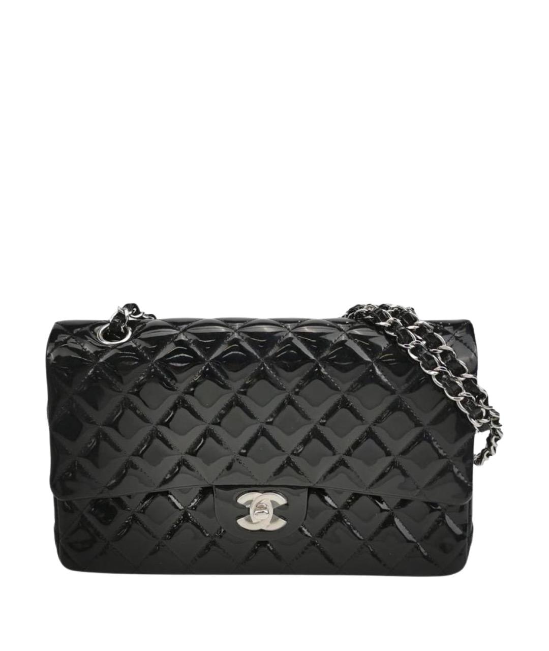 CHANEL Черная сумка через плечо из лакированной кожи, фото 1