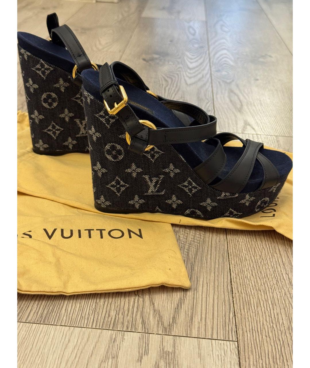 LOUIS VUITTON Темно-синие босоножки, фото 5