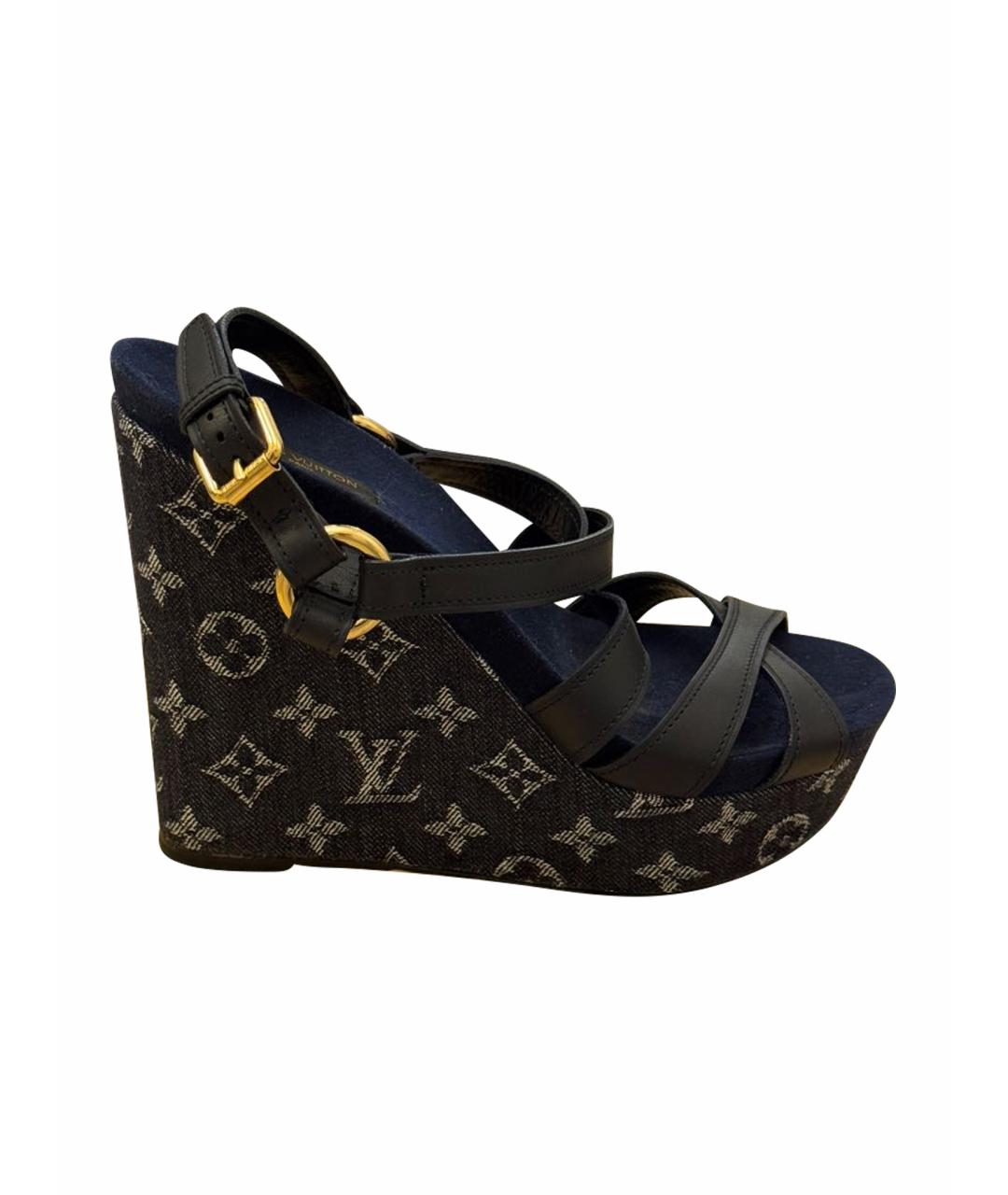 LOUIS VUITTON Темно-синие босоножки, фото 1