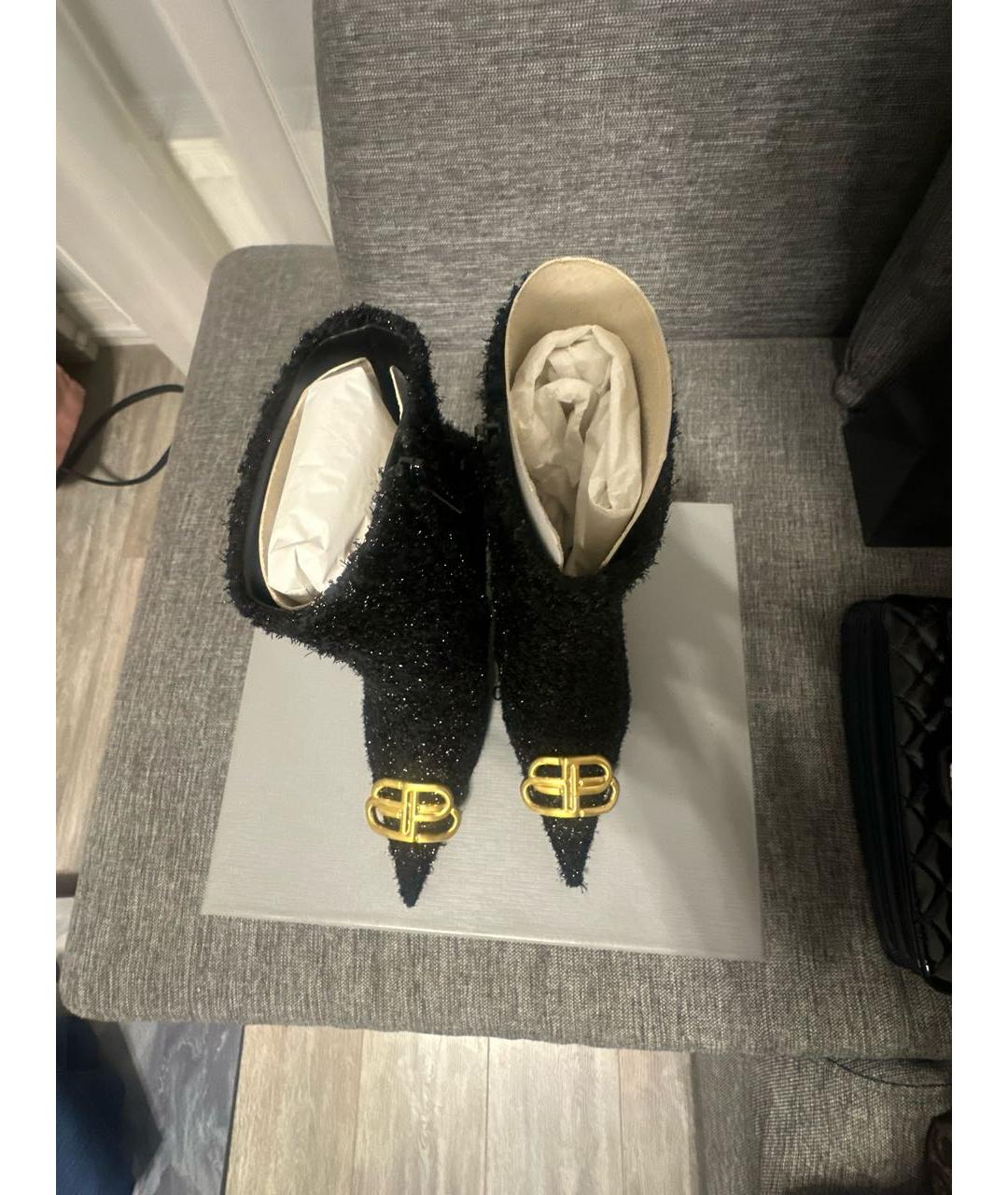 BALENCIAGA Черные текстильные ботильоны, фото 3