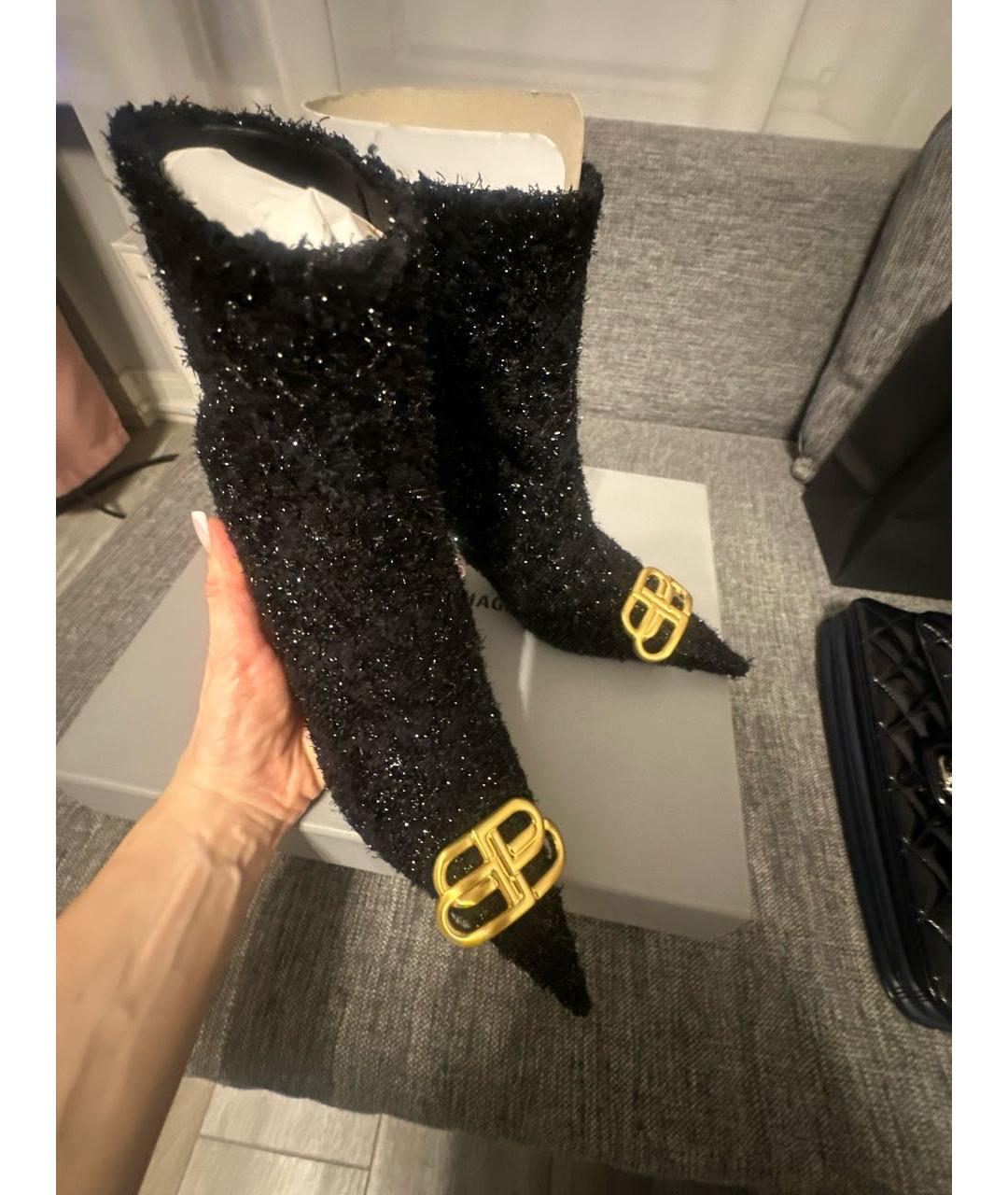 BALENCIAGA Черные текстильные ботильоны, фото 6