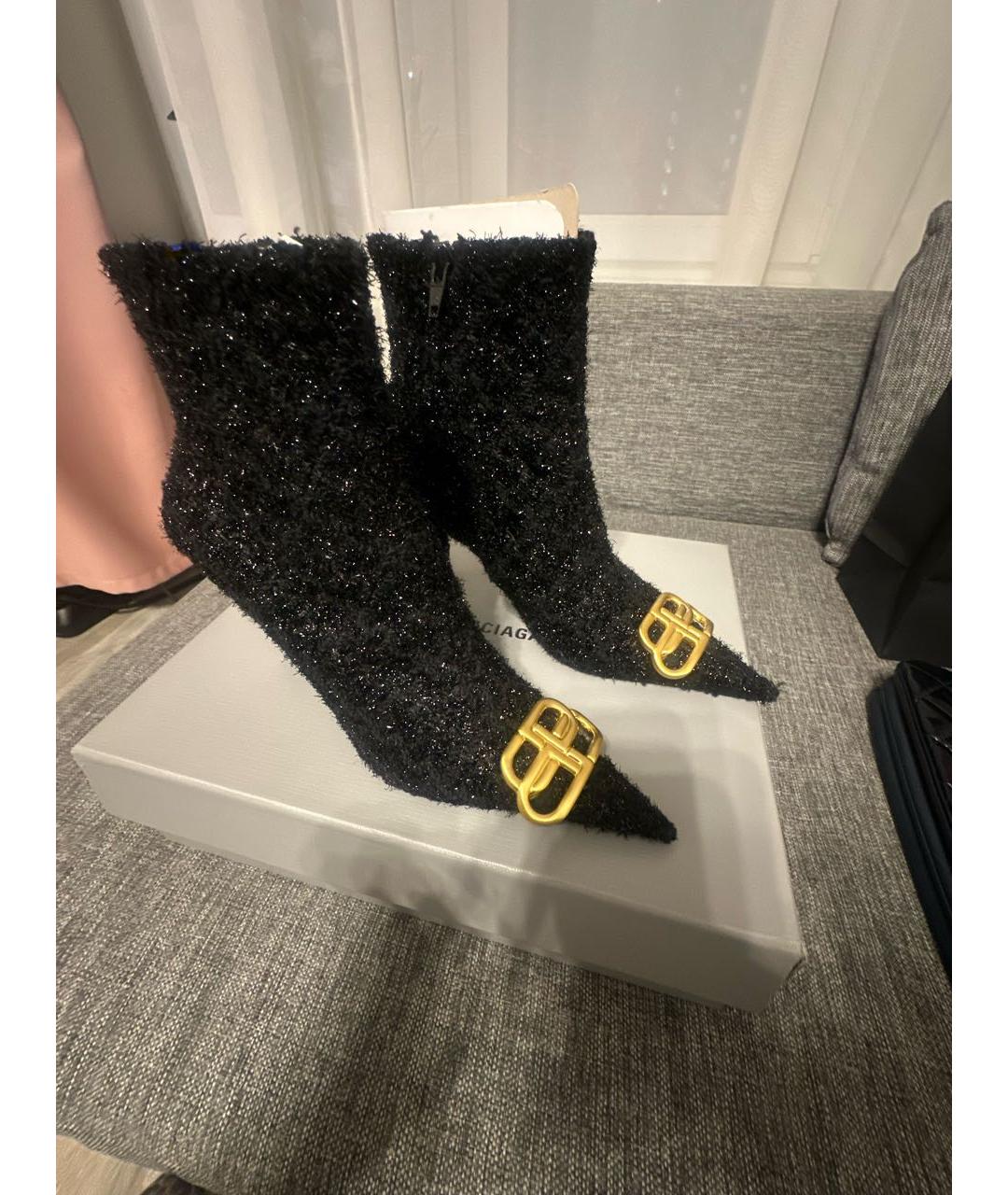 BALENCIAGA Черные текстильные ботильоны, фото 5