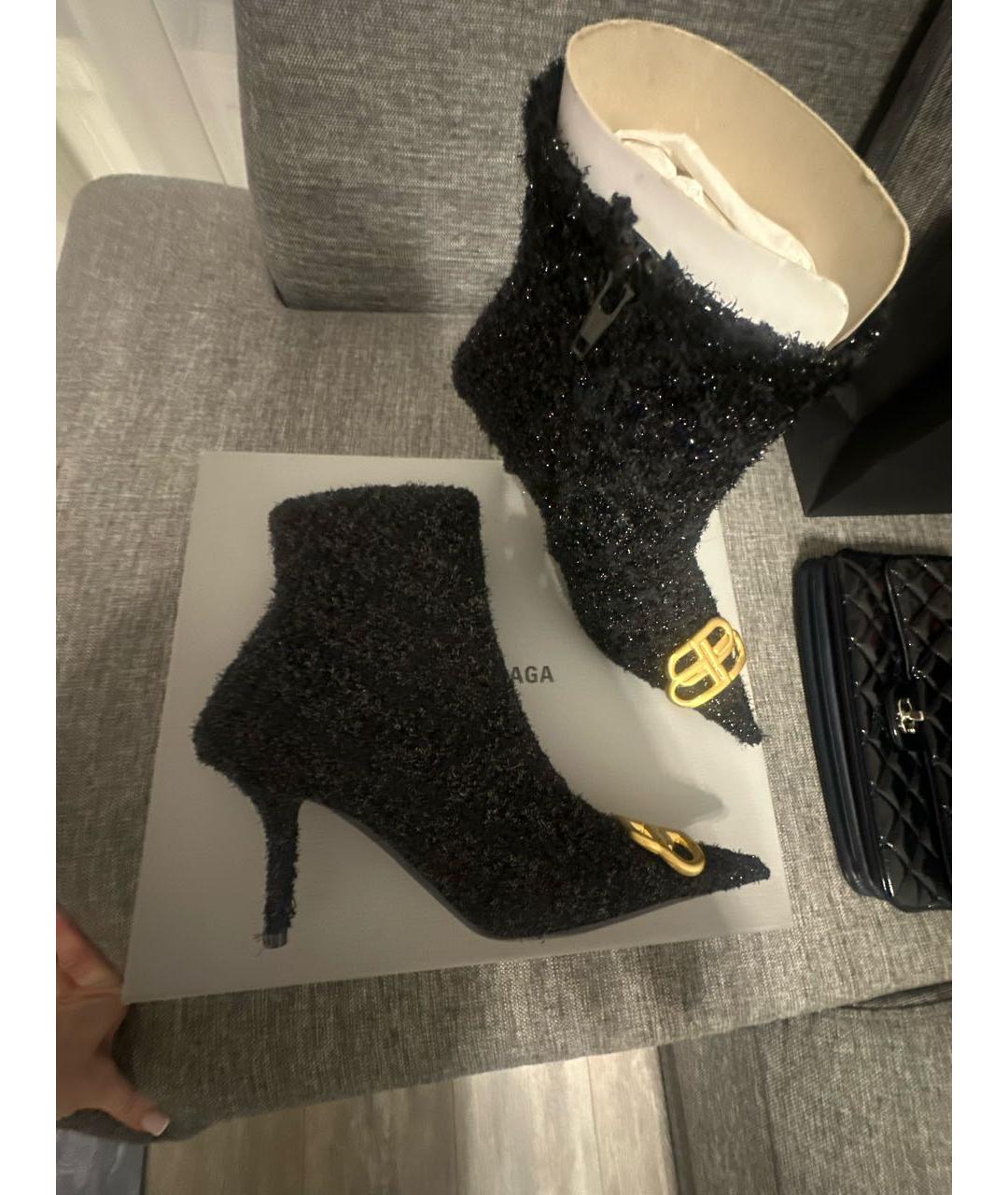 BALENCIAGA Черные текстильные ботильоны, фото 7