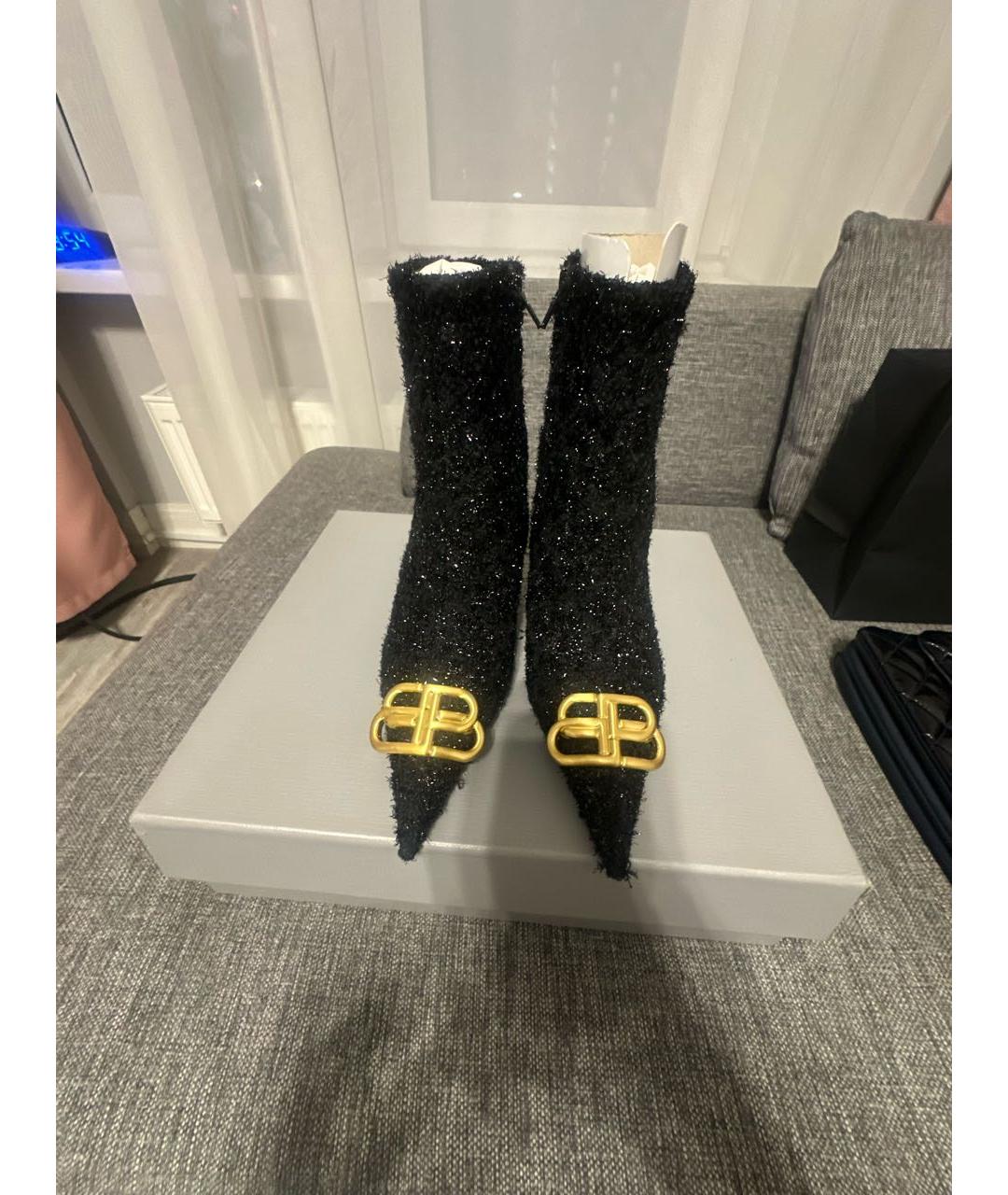 BALENCIAGA Черные текстильные ботильоны, фото 2