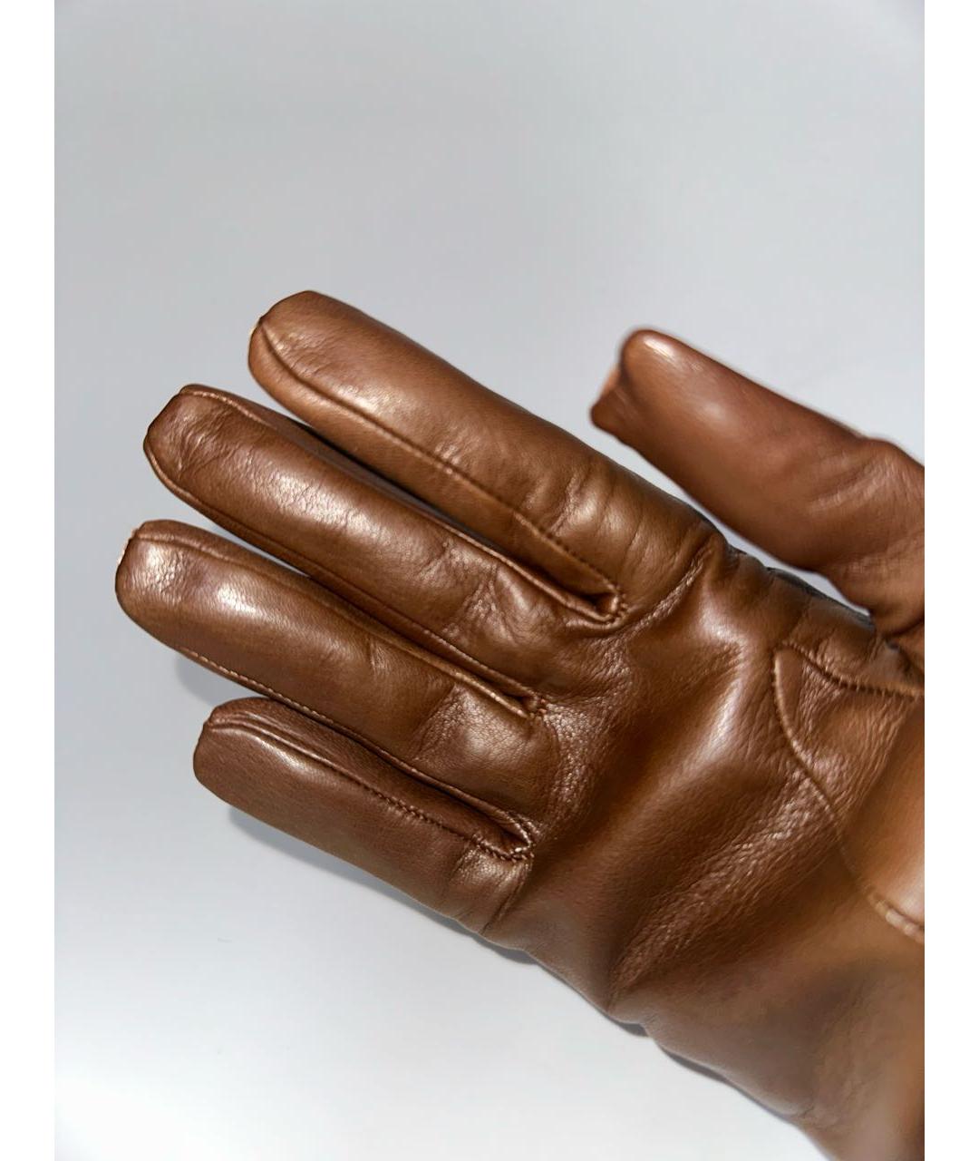 ERMANNO SCERVINO Коричневые кожаные перчатки, фото 6