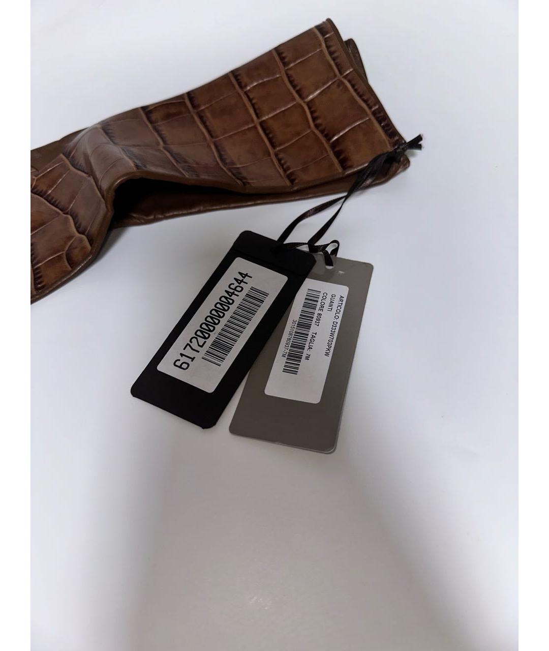 ERMANNO SCERVINO Коричневые кожаные перчатки, фото 7