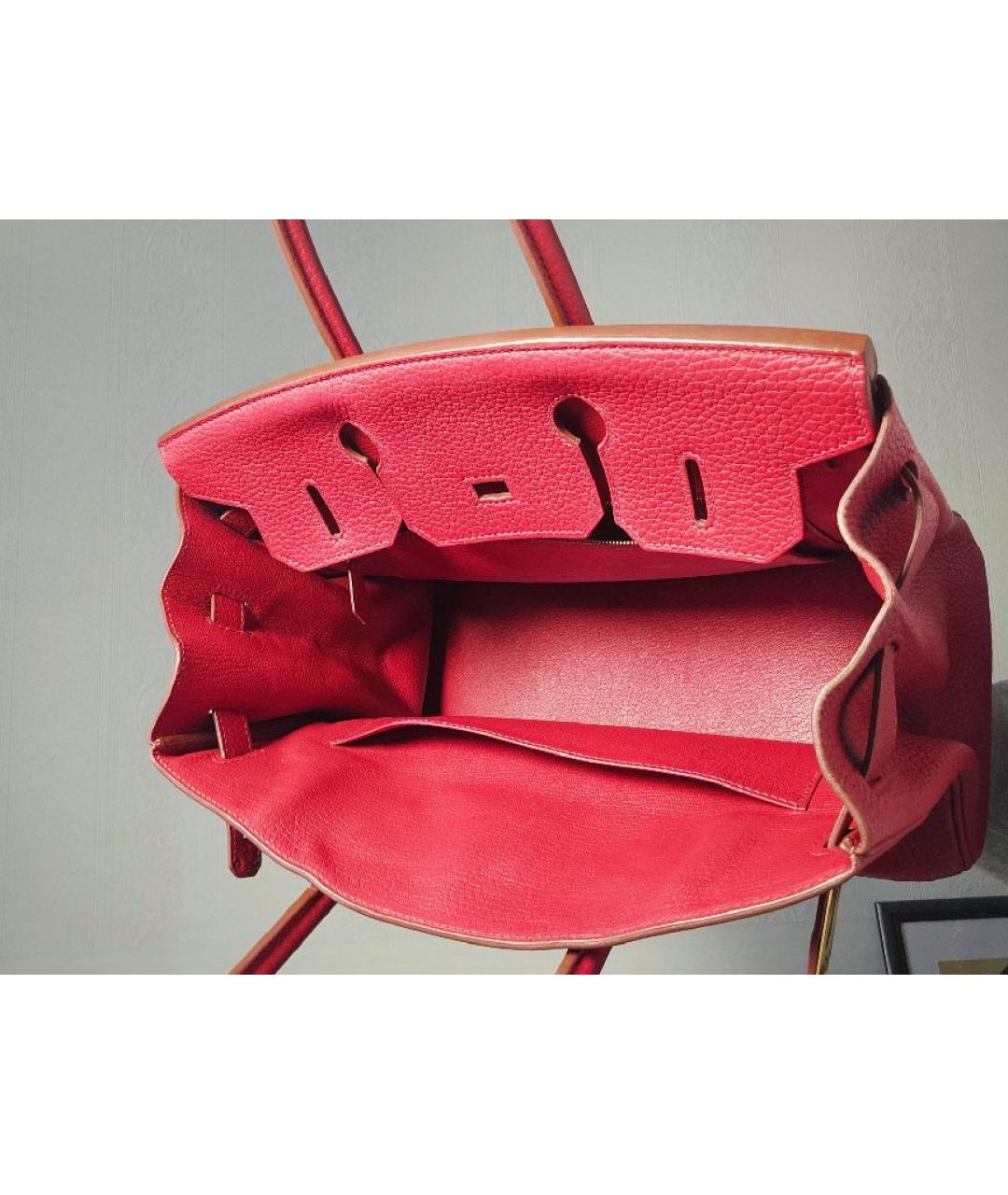 HERMES Красная кожаная сумка с короткими ручками, фото 8