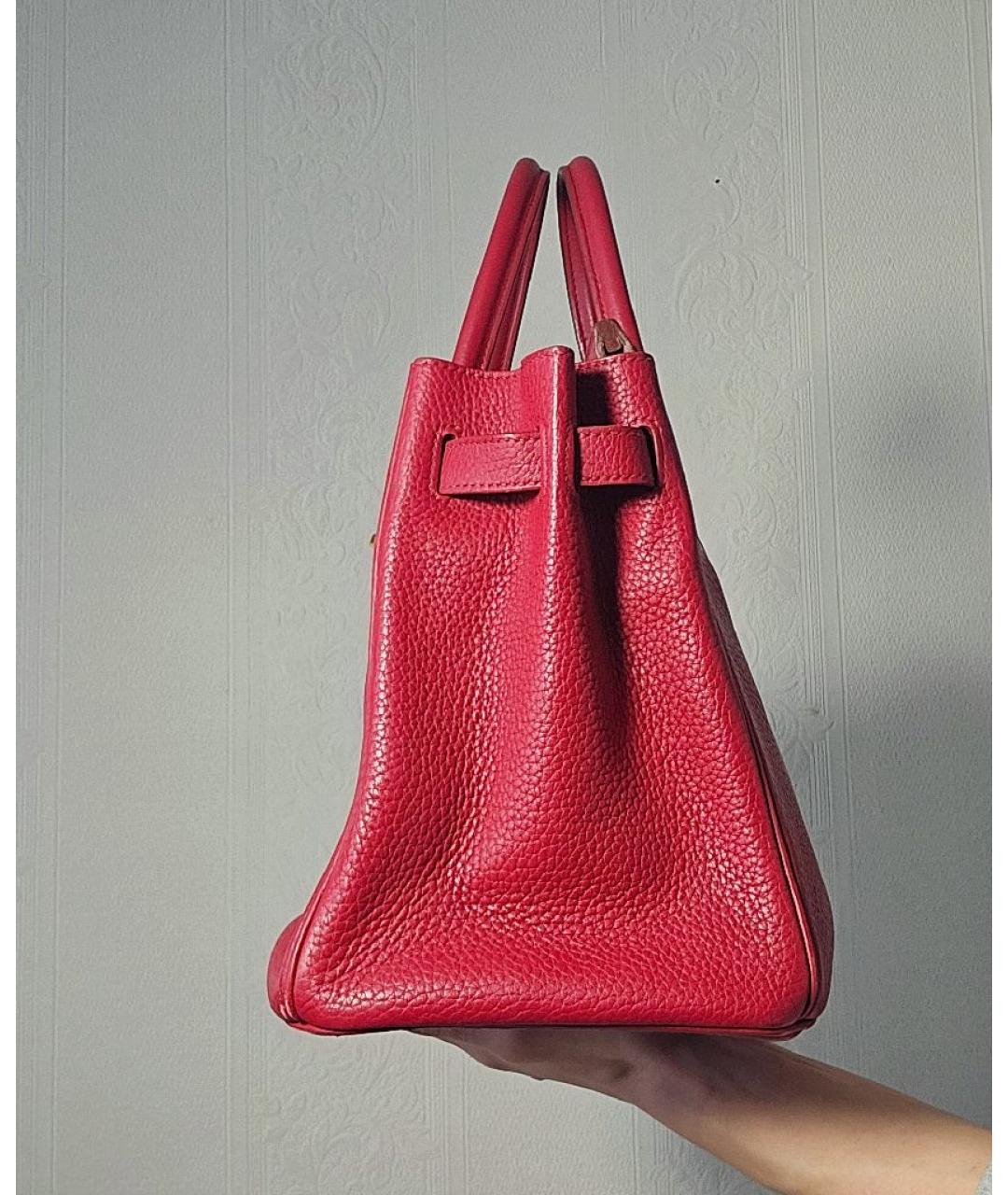HERMES Красная кожаная сумка с короткими ручками, фото 5