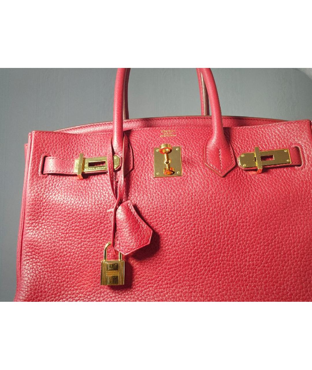 HERMES Красная кожаная сумка с короткими ручками, фото 4
