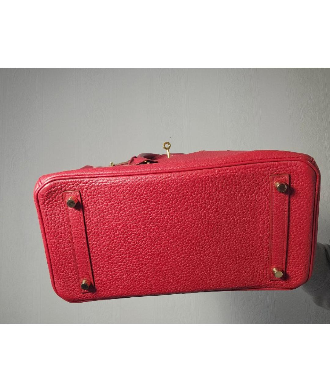 HERMES Красная кожаная сумка с короткими ручками, фото 7