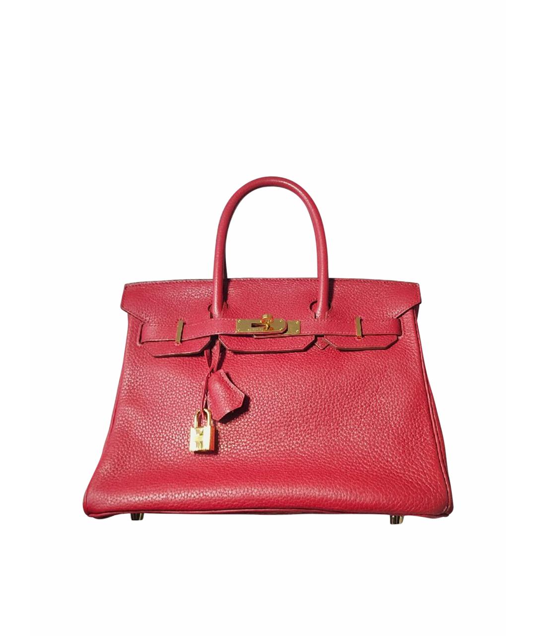 HERMES Красная кожаная сумка с короткими ручками, фото 1