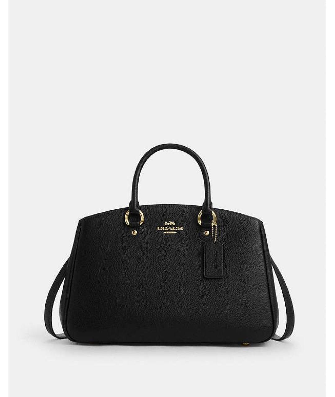 COACH Черная кожаная сумка с короткими ручками, фото 9