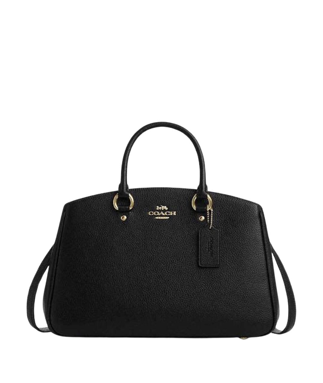 COACH Черная кожаная сумка с короткими ручками, фото 1