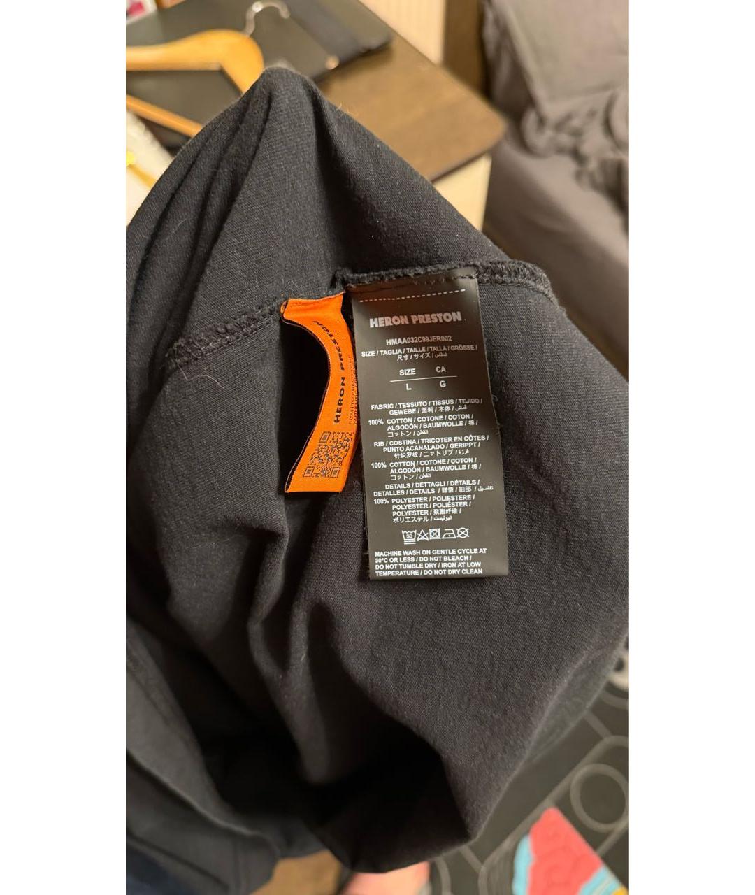 HERON PRESTON Черная хлопковая футболка, фото 5