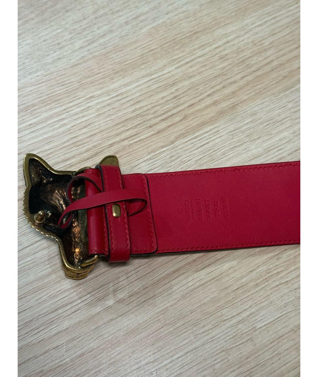 GUCCI Бордовый кожаный ремень, фото 3