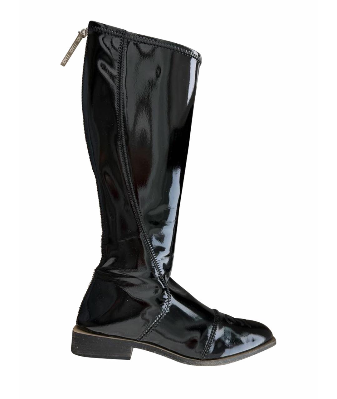 FENDI Черные сапоги из лакированной кожи, фото 1
