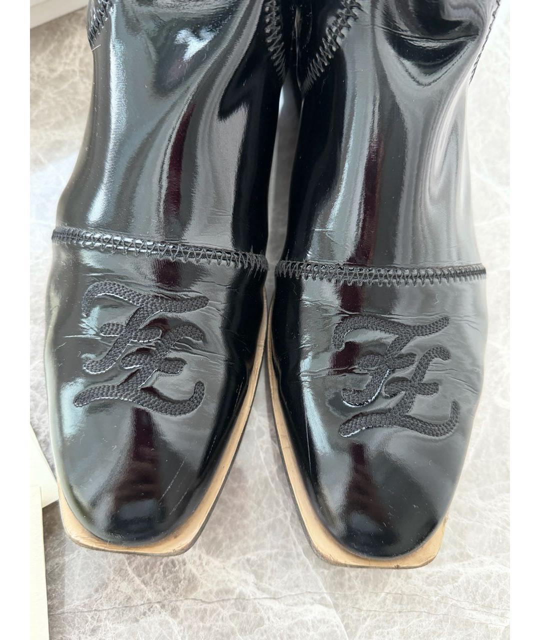 FENDI Черные сапоги из лакированной кожи, фото 3