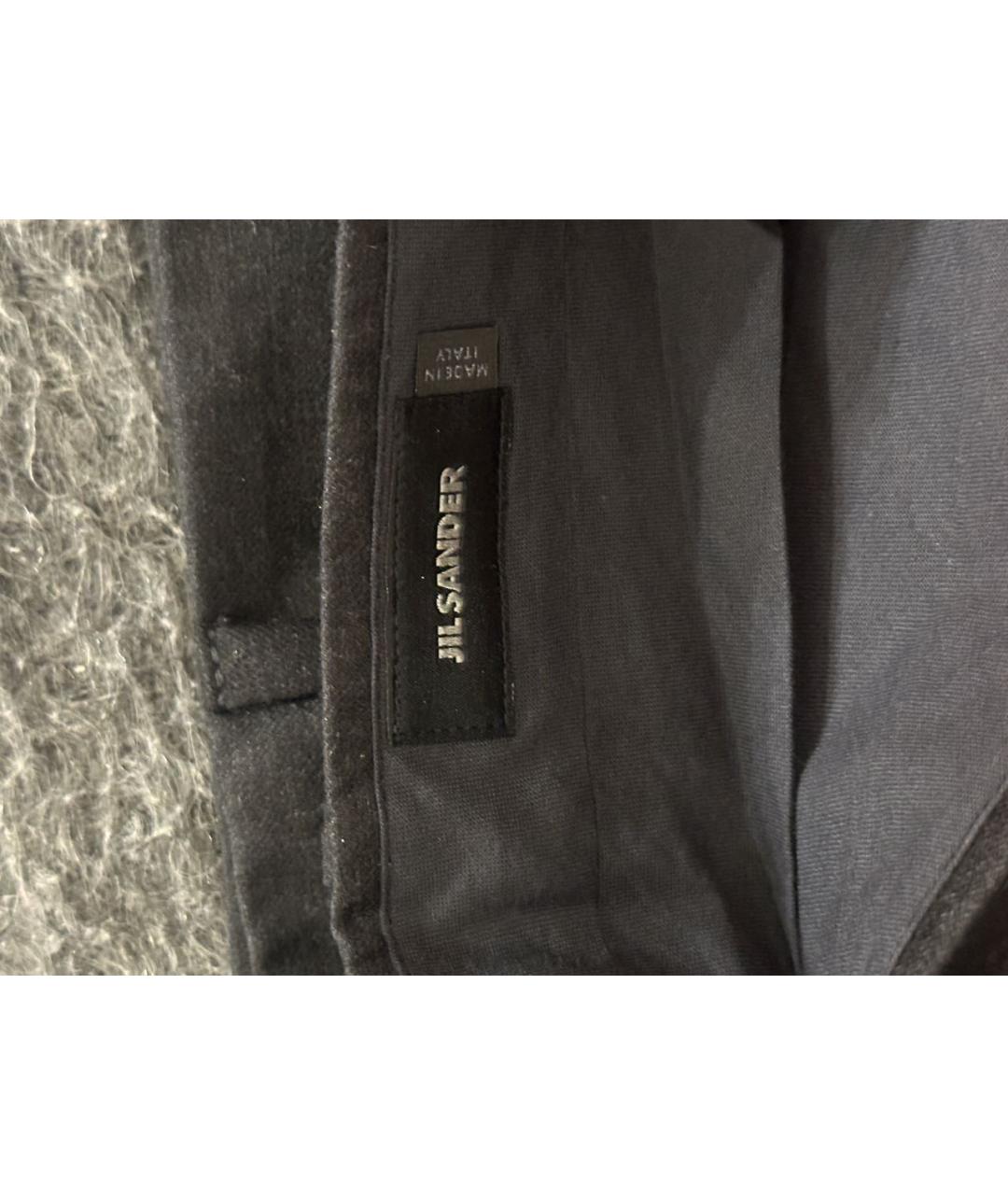 JIL SANDER Антрацитовые вискозные классические брюки, фото 3