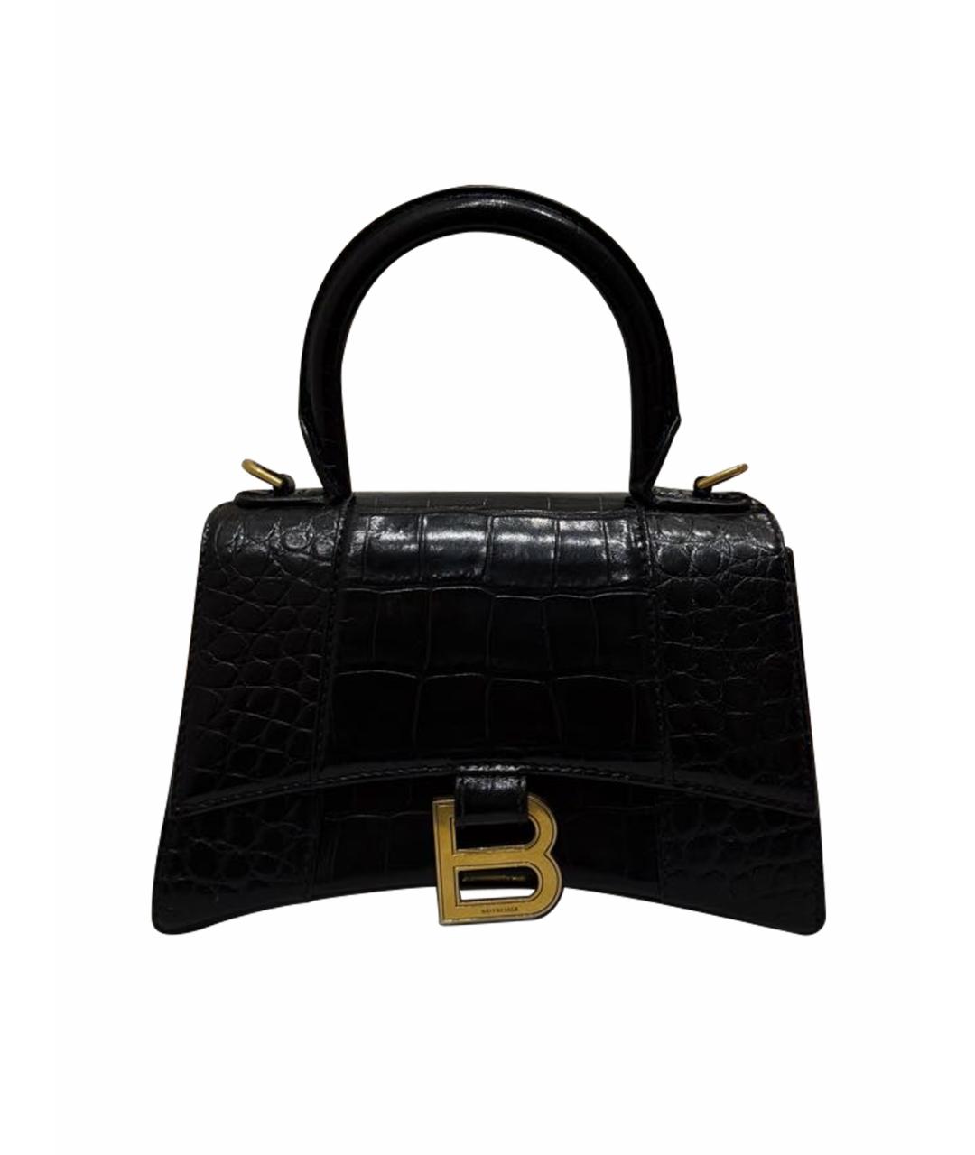 BALENCIAGA Черная кожаная сумка с короткими ручками, фото 1