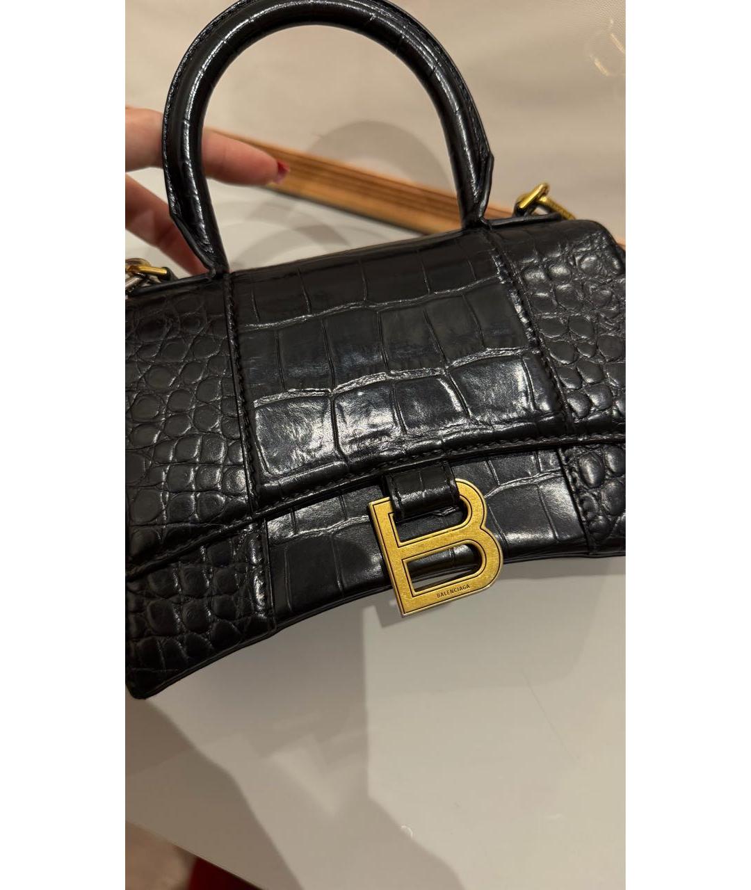 BALENCIAGA Черная кожаная сумка с короткими ручками, фото 6