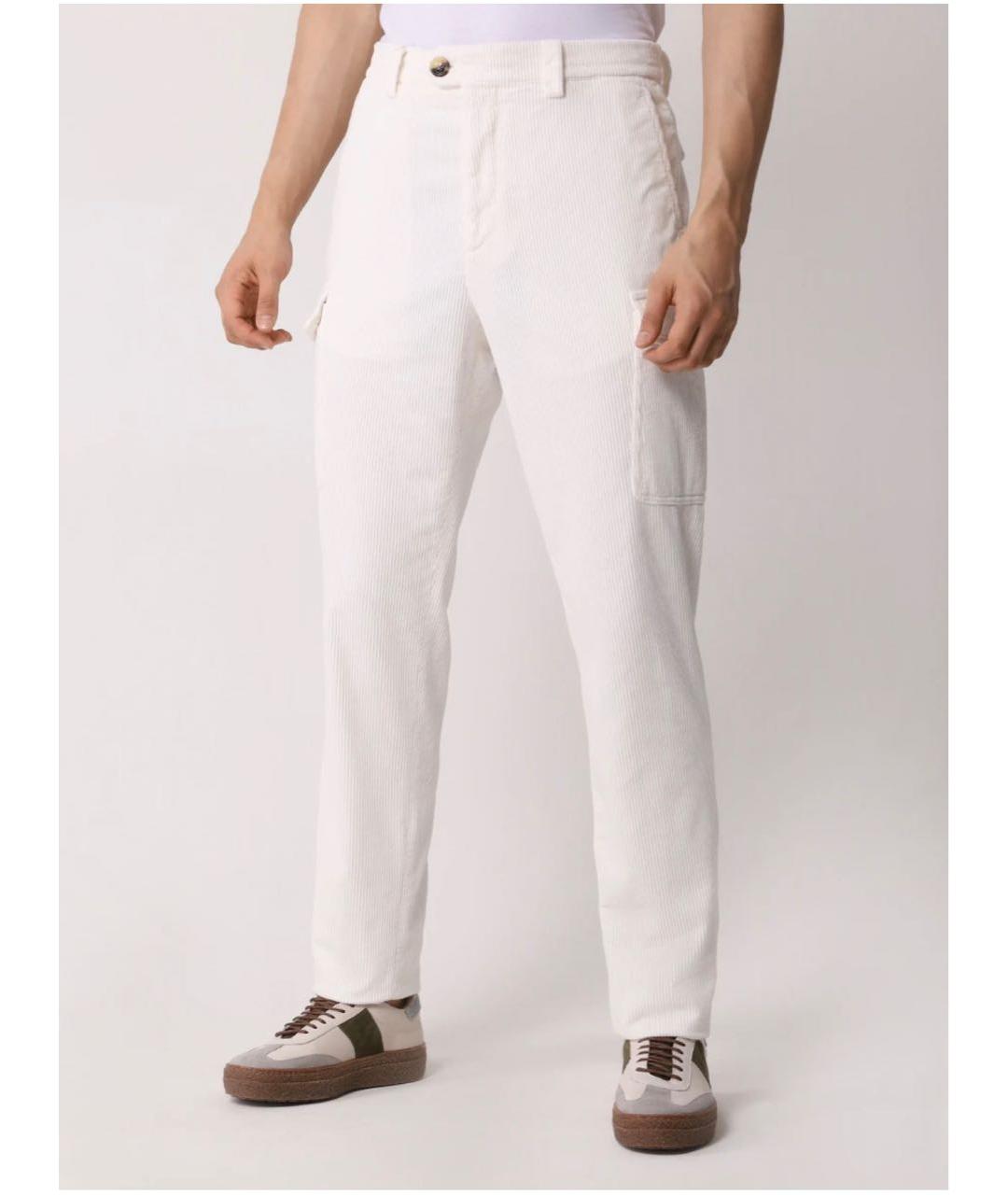 BRUNELLO CUCINELLI Белые хлопковые повседневные брюки, фото 8