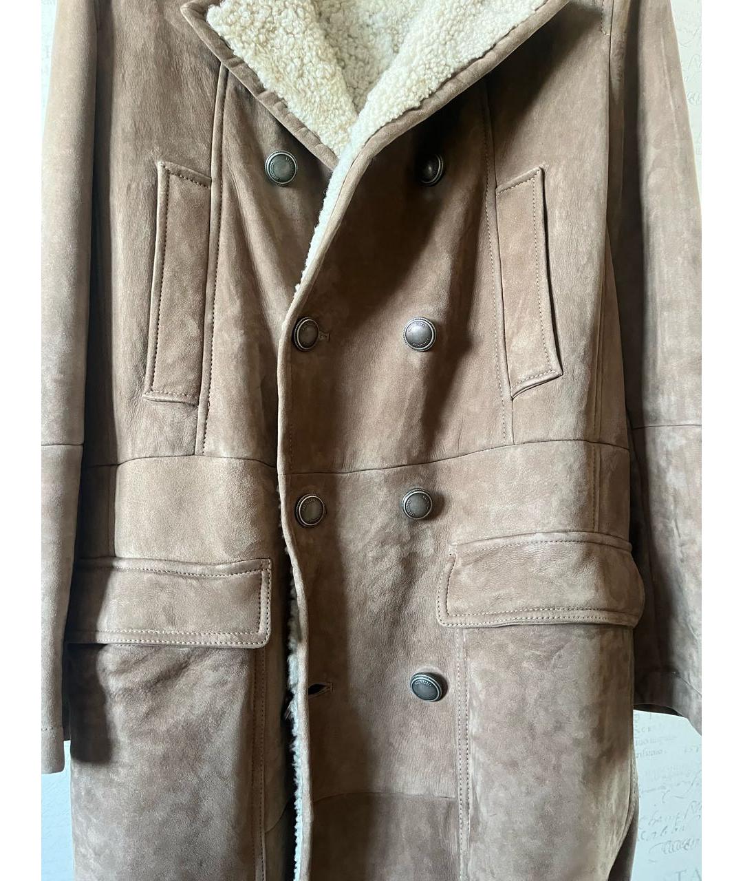 BRUNELLO CUCINELLI Бежевая меховая дубленка/шуба, фото 9