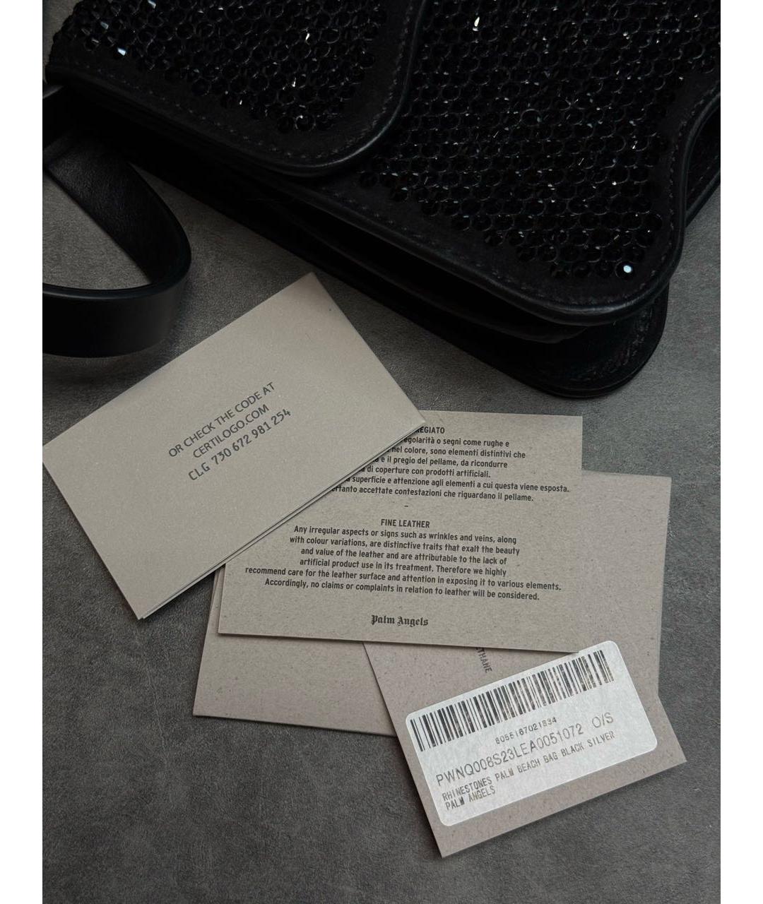 PALM ANGELS Черная кожаная сумка через плечо, фото 7