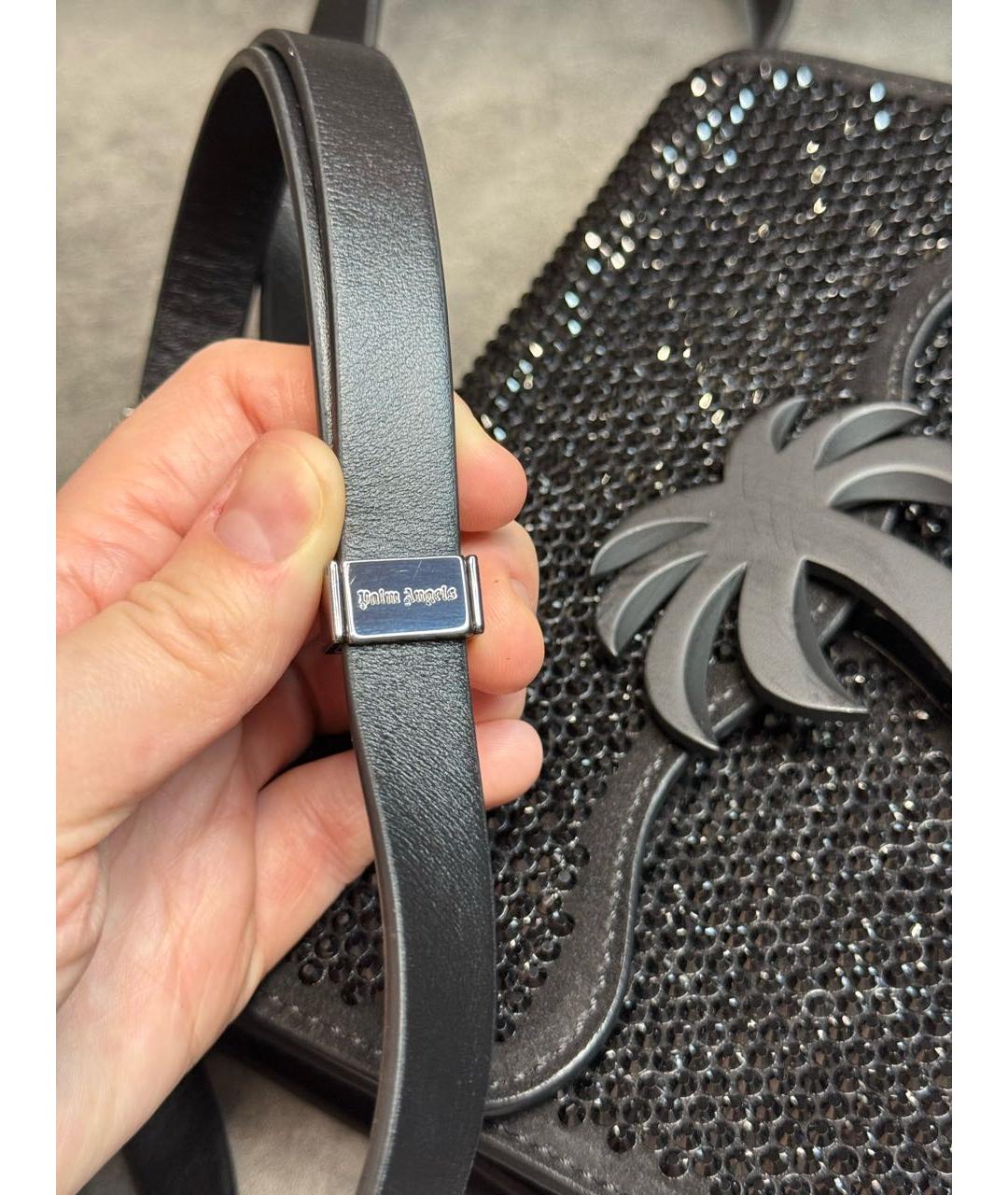 PALM ANGELS Черная кожаная сумка через плечо, фото 6