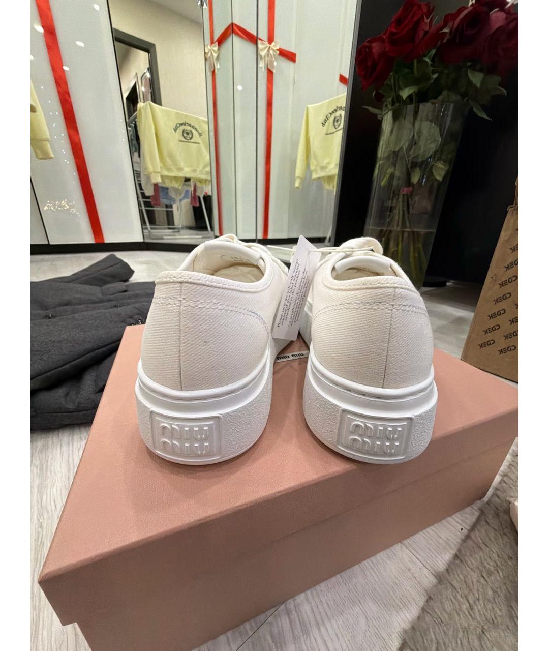 MIU MIU Белые текстильные кеды, фото 4