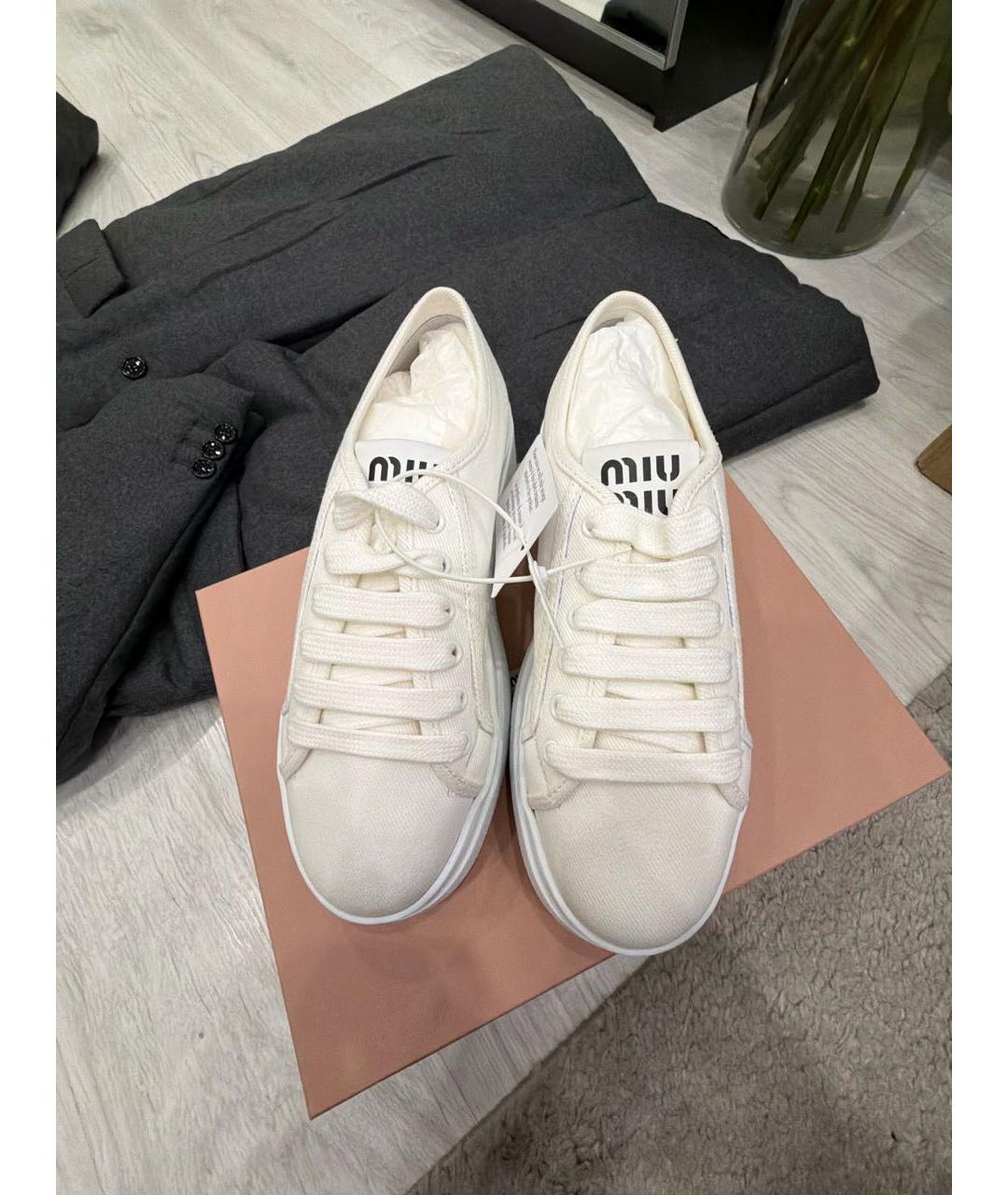 MIU MIU Белые текстильные кеды, фото 2