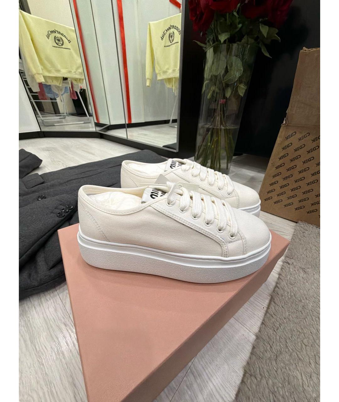 MIU MIU Белые текстильные кеды, фото 5