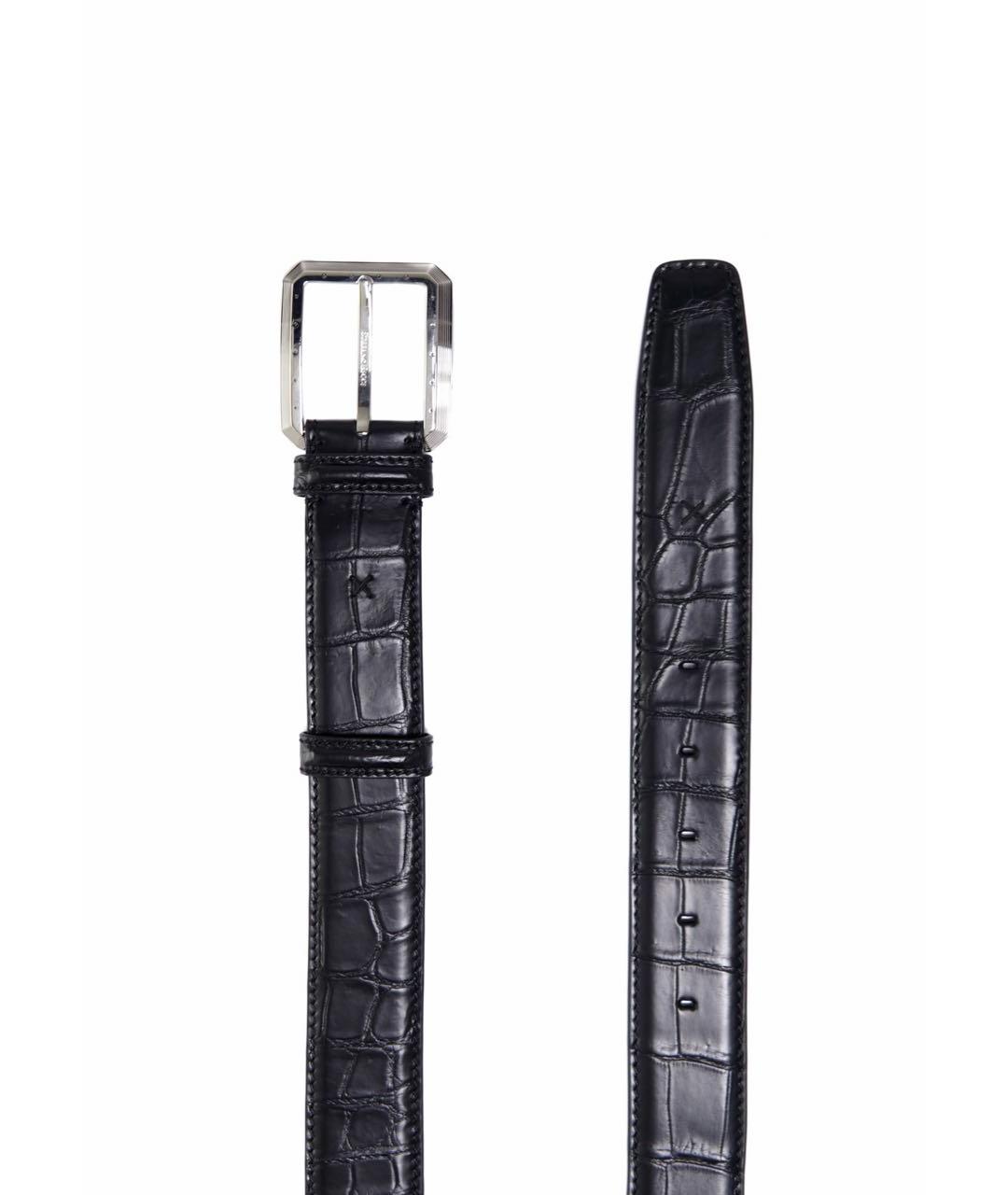 STEFANO RICCI Черный ремень из экзотической кожи, фото 3