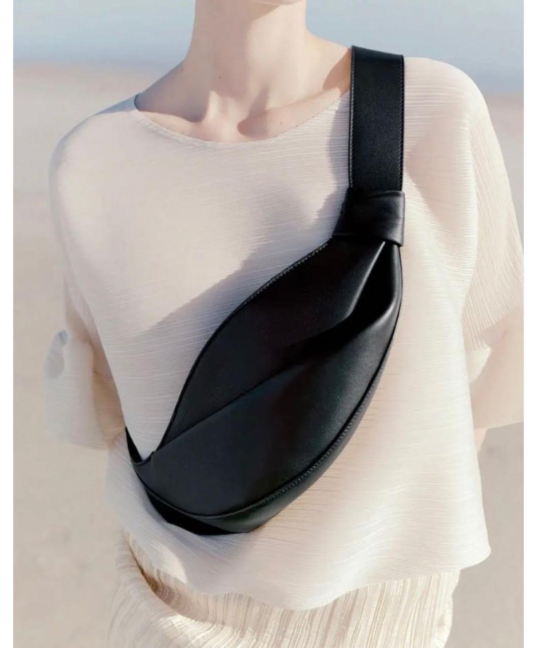 POLENE Черная кожаная поясная сумка, фото 2