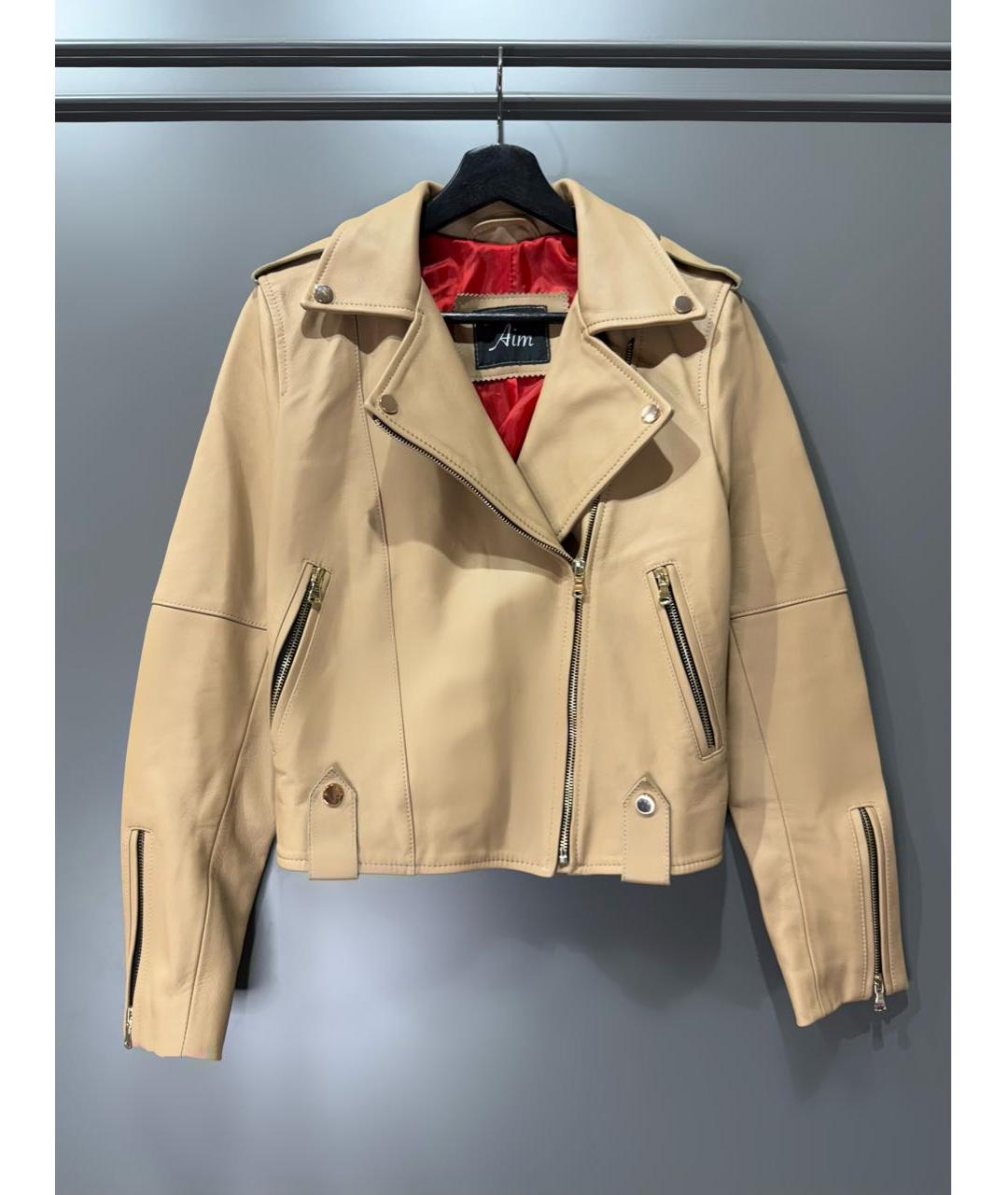 AIM Factory Бежевая кожаная куртка, фото 2
