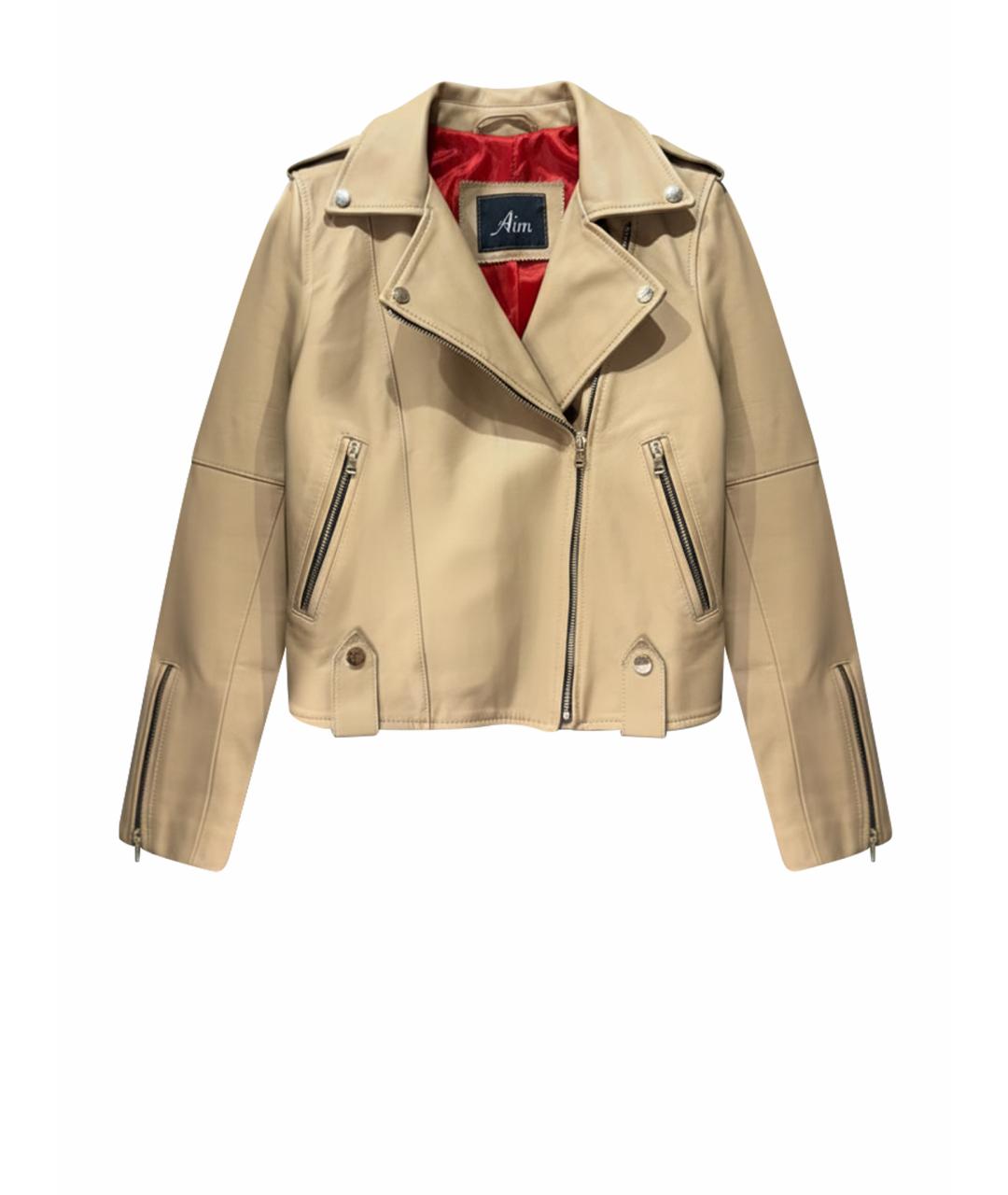AIM Factory Бежевая кожаная куртка, фото 1
