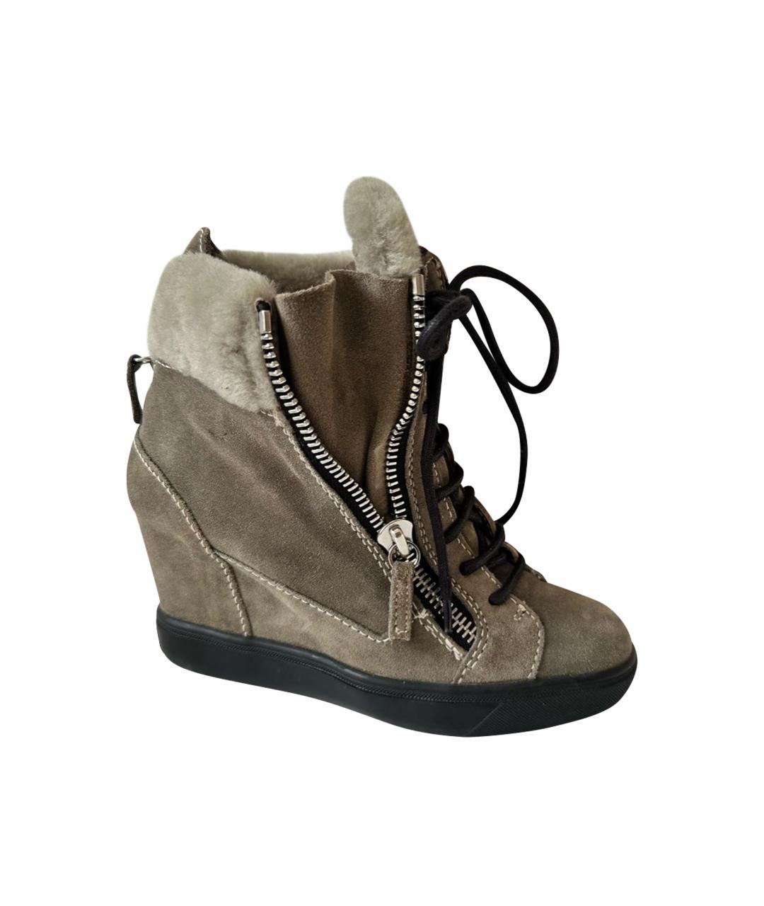 GIUSEPPE ZANOTTI DESIGN Хаки замшевые ботинки, фото 1