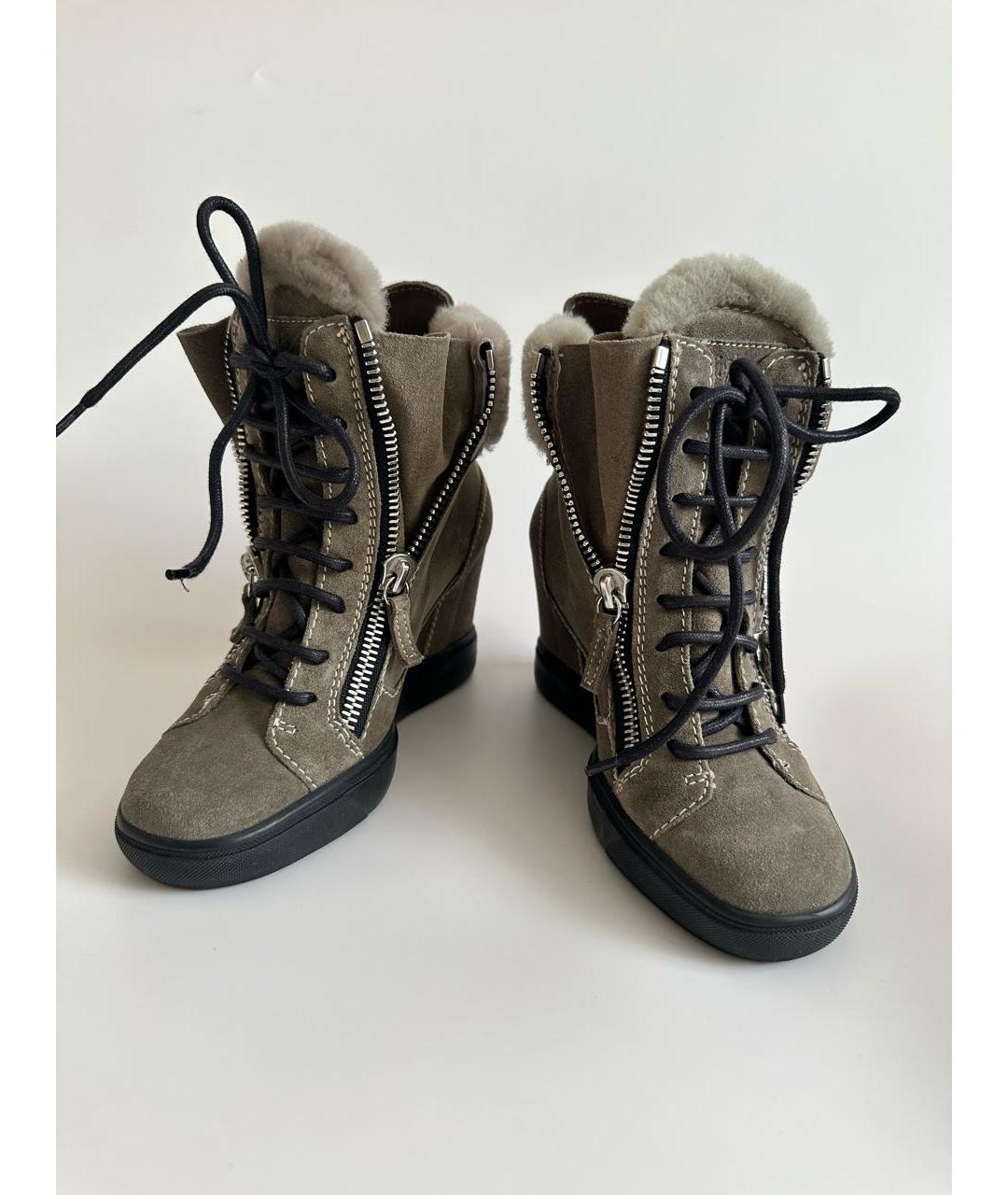 GIUSEPPE ZANOTTI DESIGN Хаки замшевые ботинки, фото 2