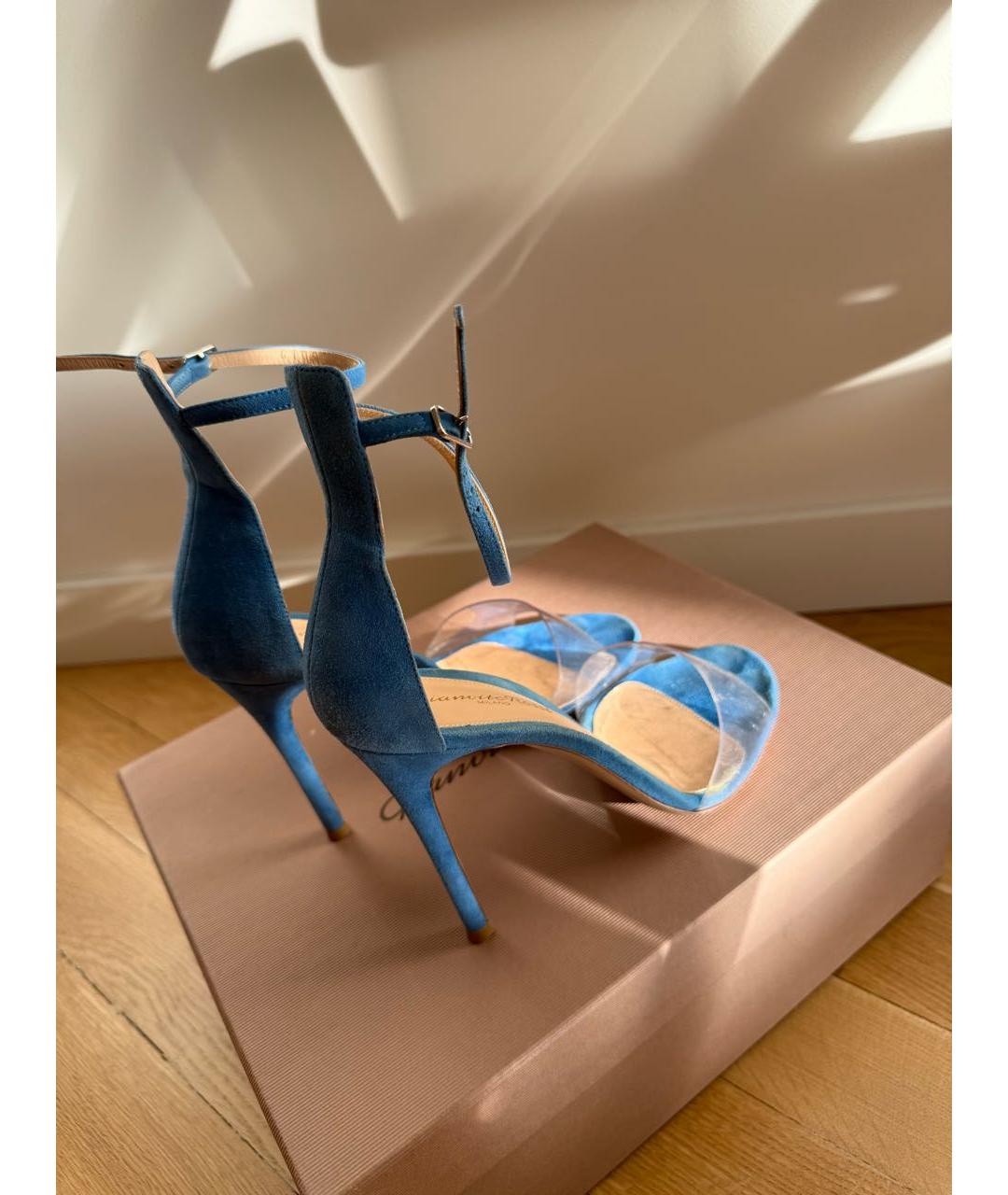 SERGIO ROSSI Голубые замшевые босоножки, фото 3