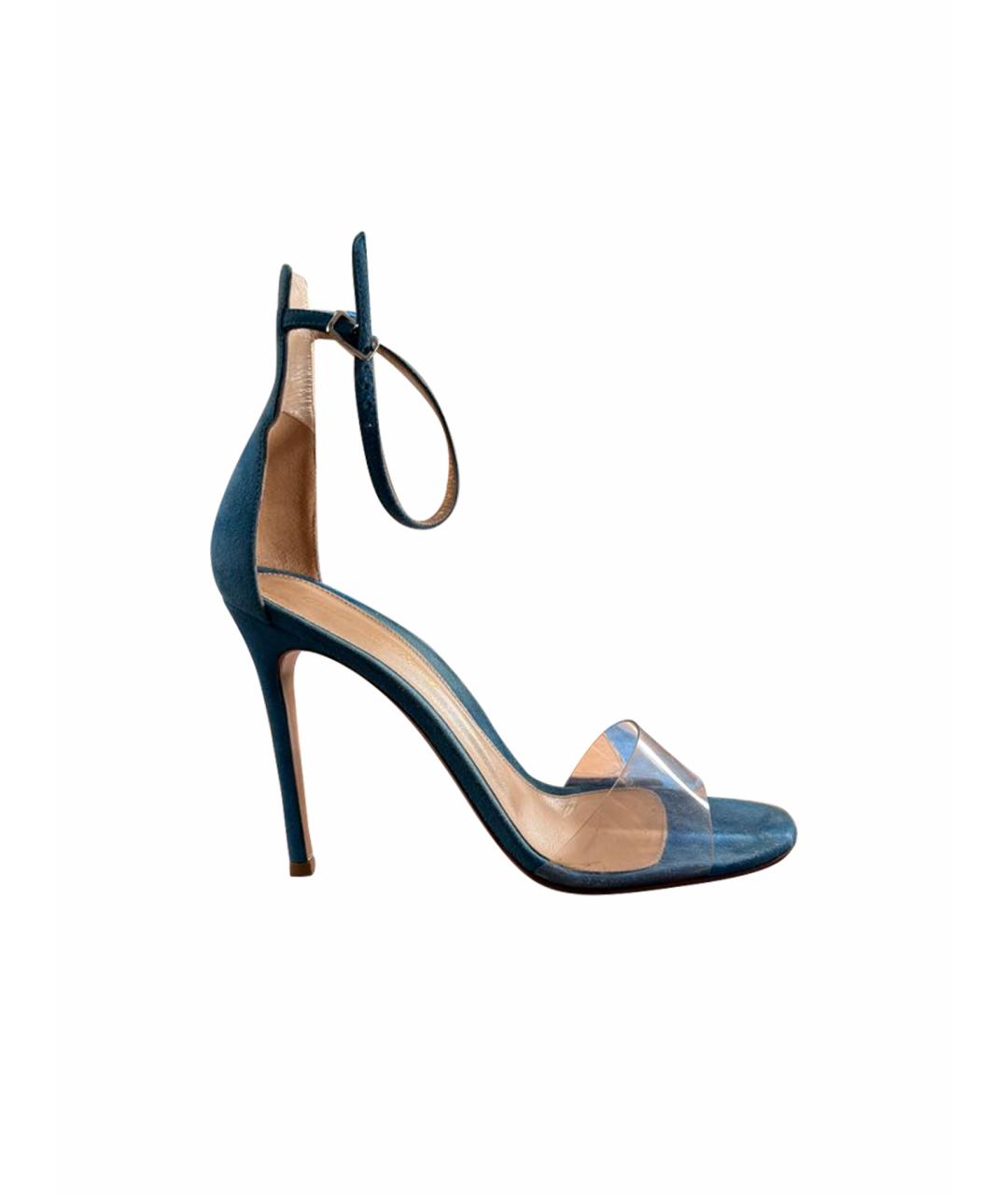 SERGIO ROSSI Голубые замшевые босоножки, фото 1